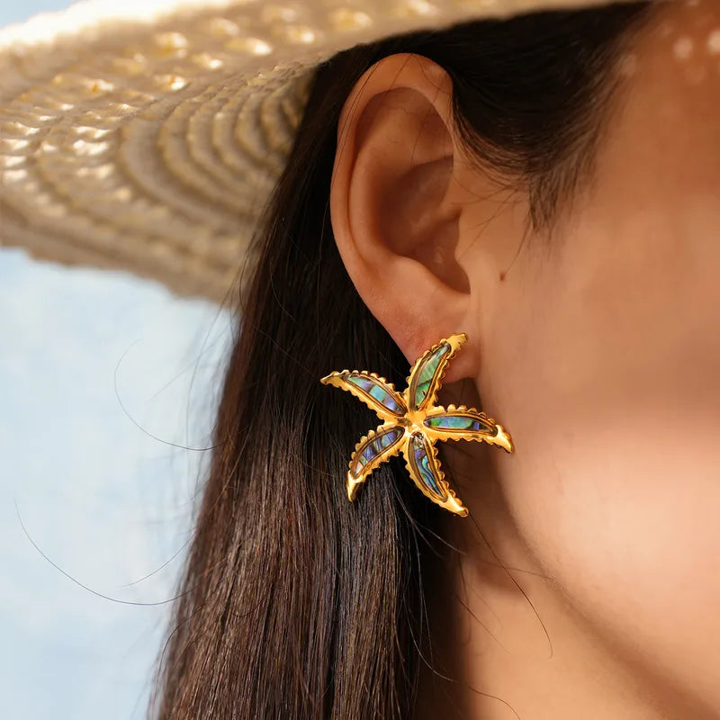 Abalone Shell Starfish Studs