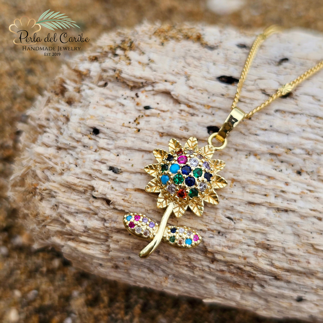 Multi-Colored Sunflower Pendant