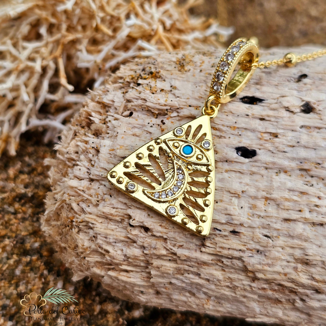 Turkish Eye Pyramid Pendant