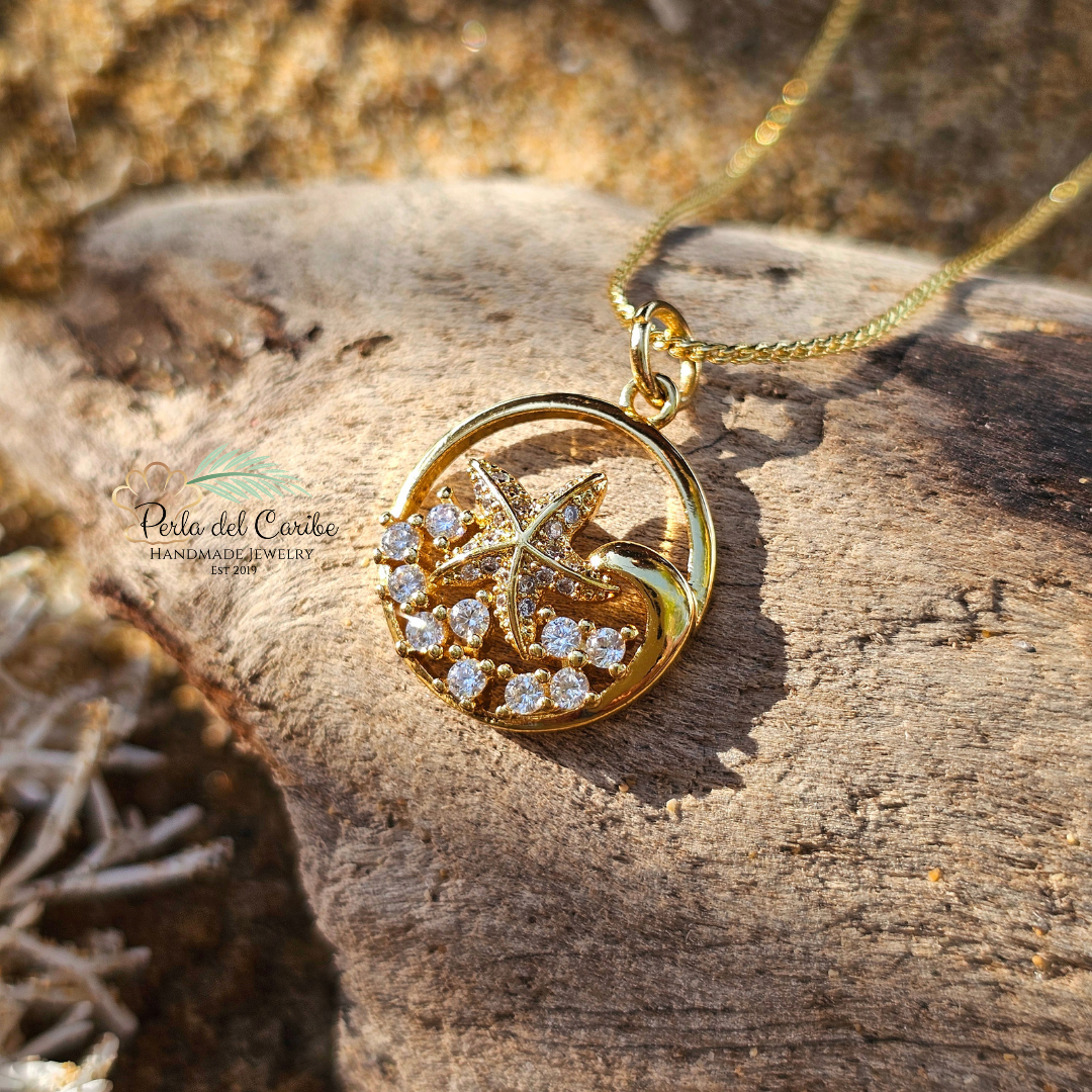 Starfish & Wave Zirconia Pendant