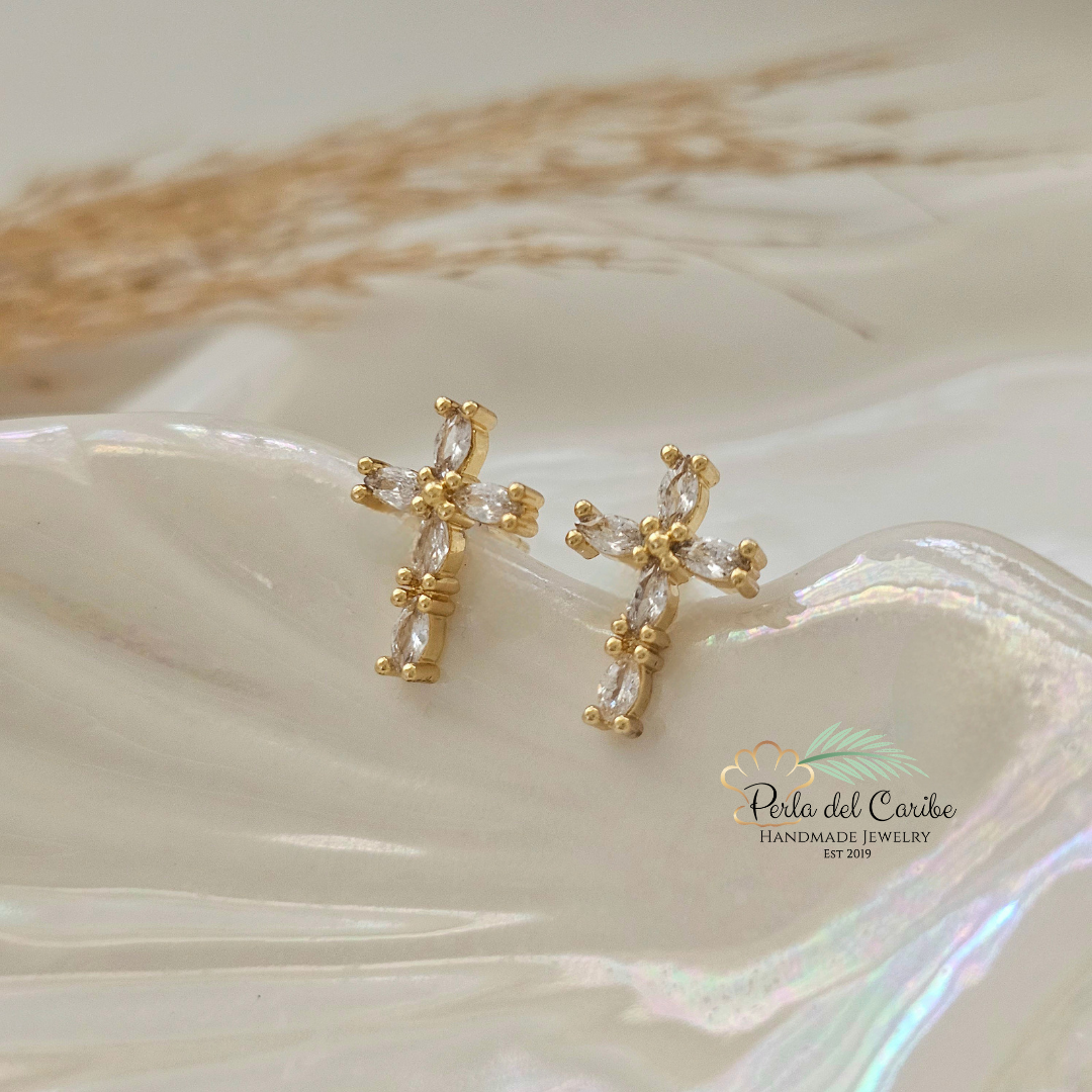 Small Zirconia Cross Studs