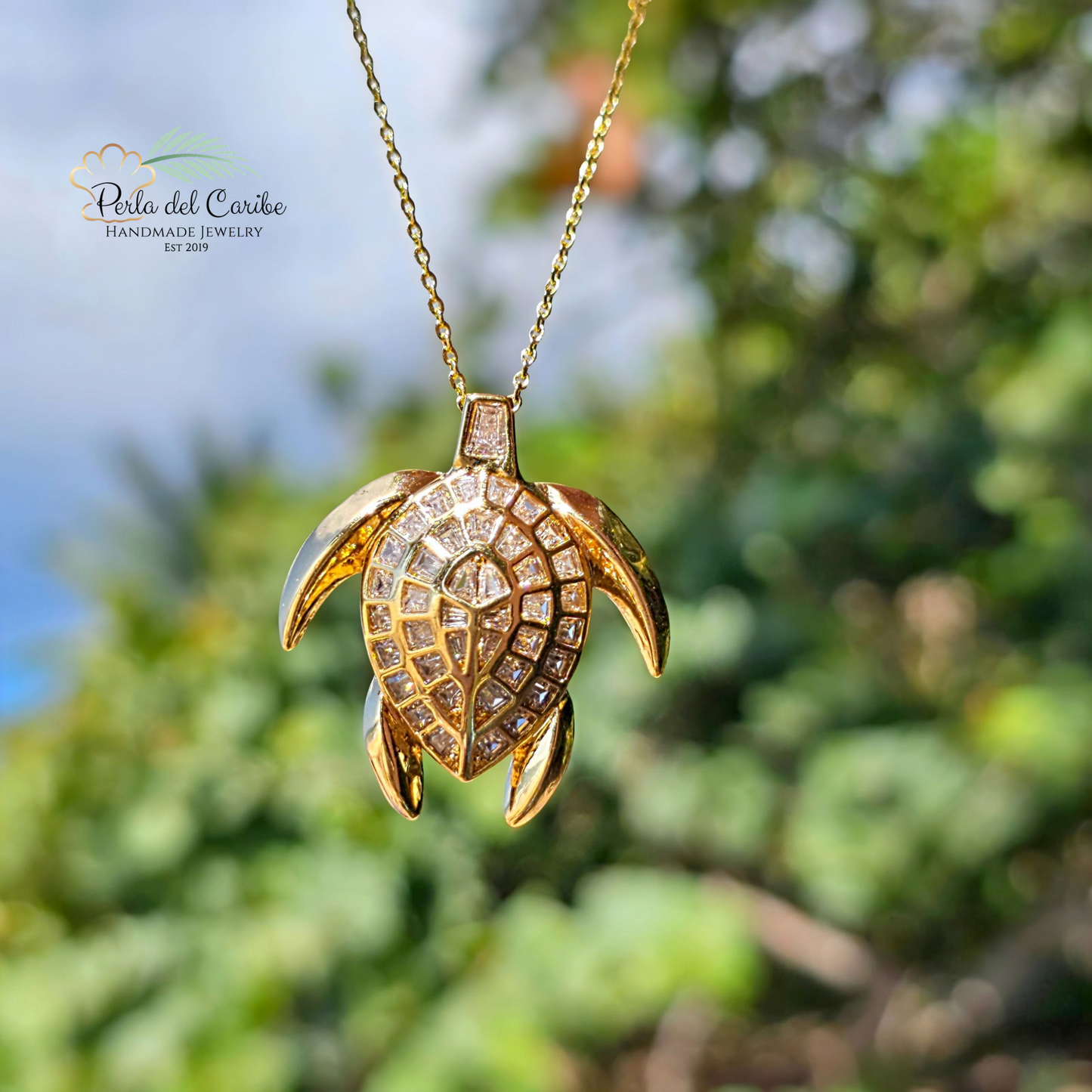 Zirconia Sea Turtle Chain