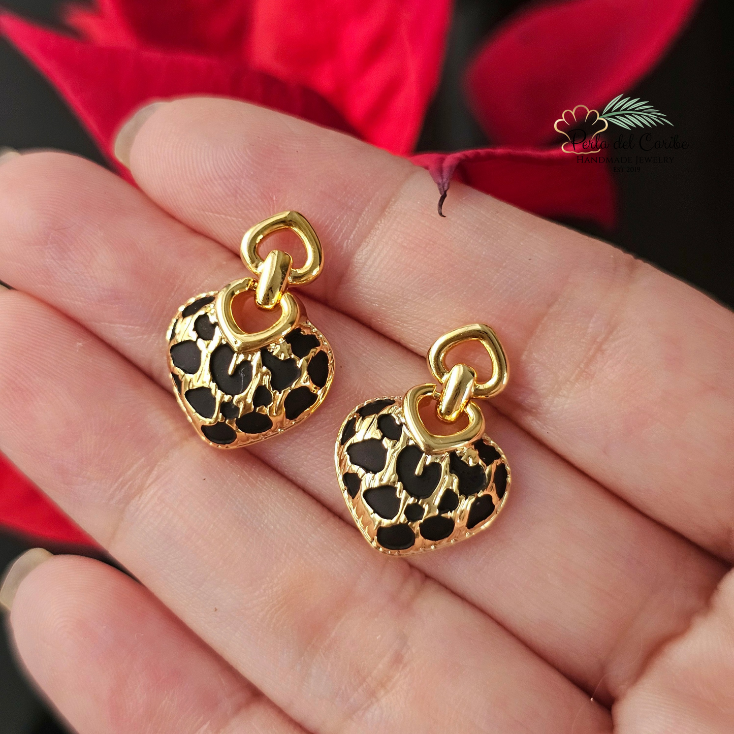 Animal Print Heart Earrings