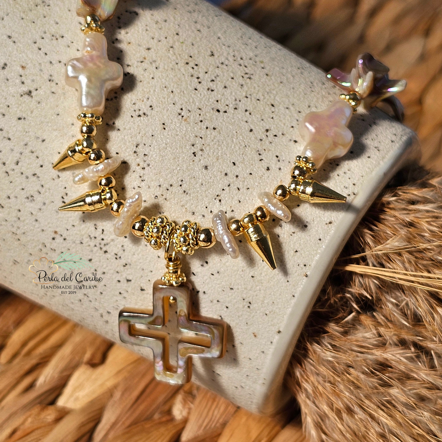 Abalone Shell Cross Necklace