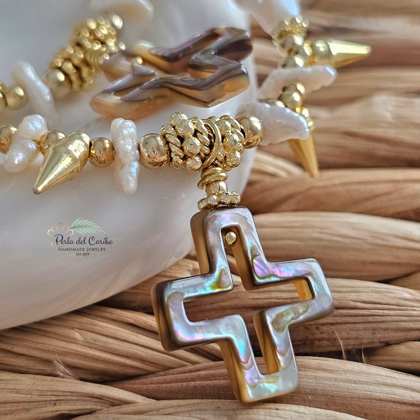 Abalone Shell Cross Necklace
