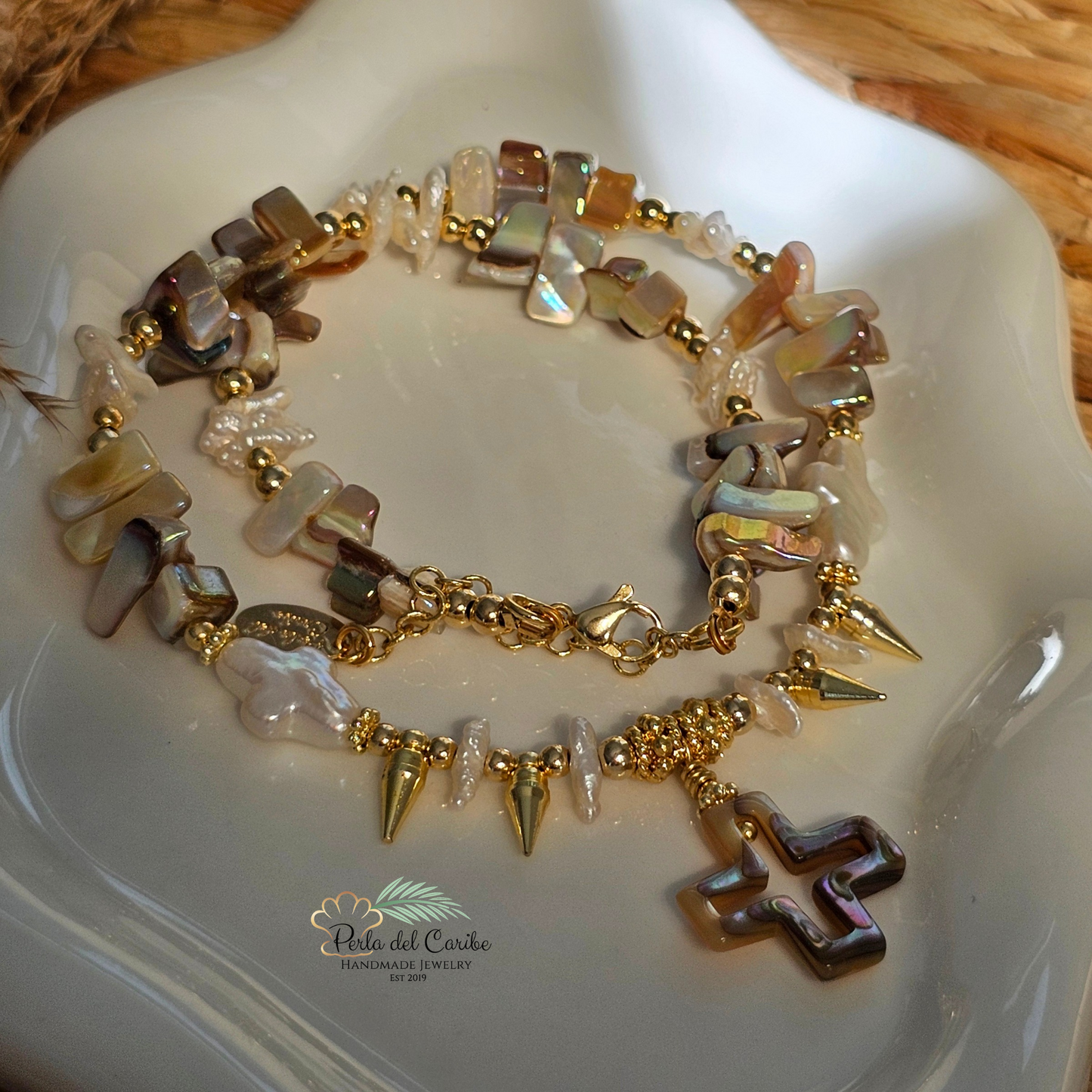 Abalone Shell Cross Necklace