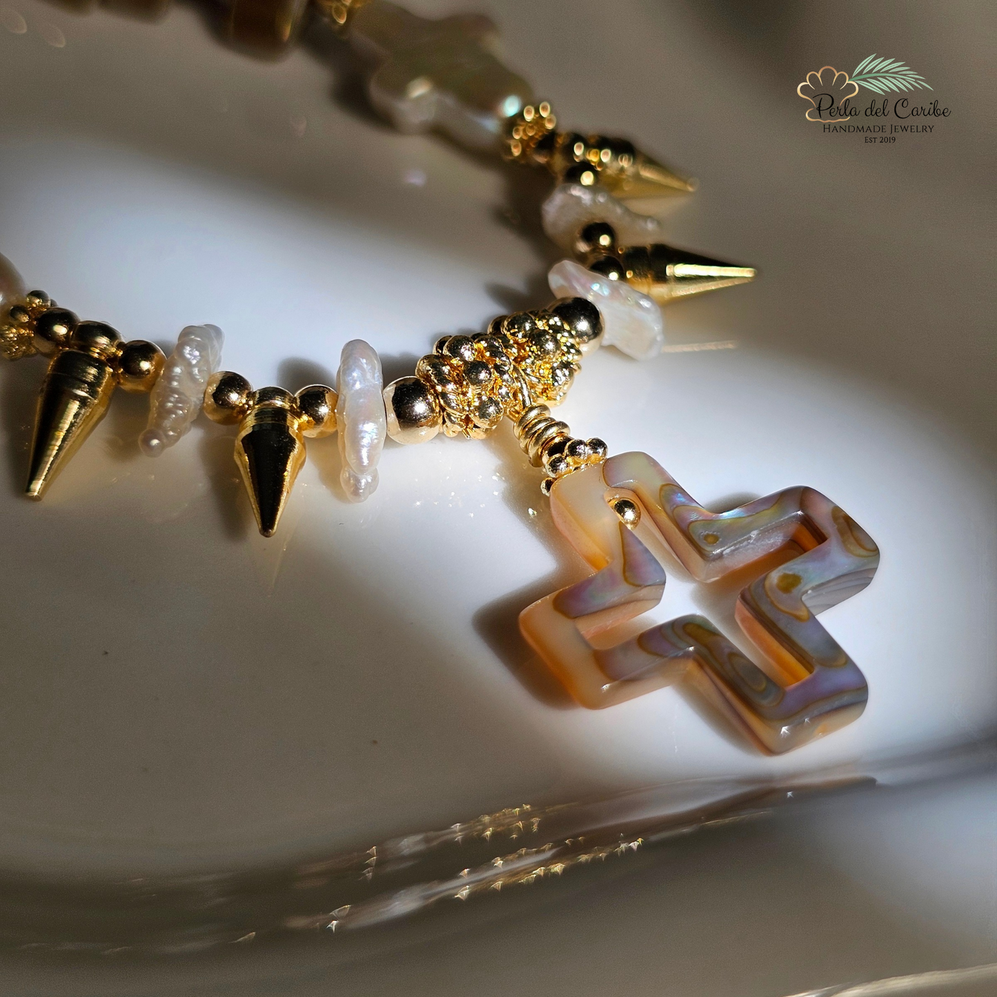 Abalone Shell Cross Necklace