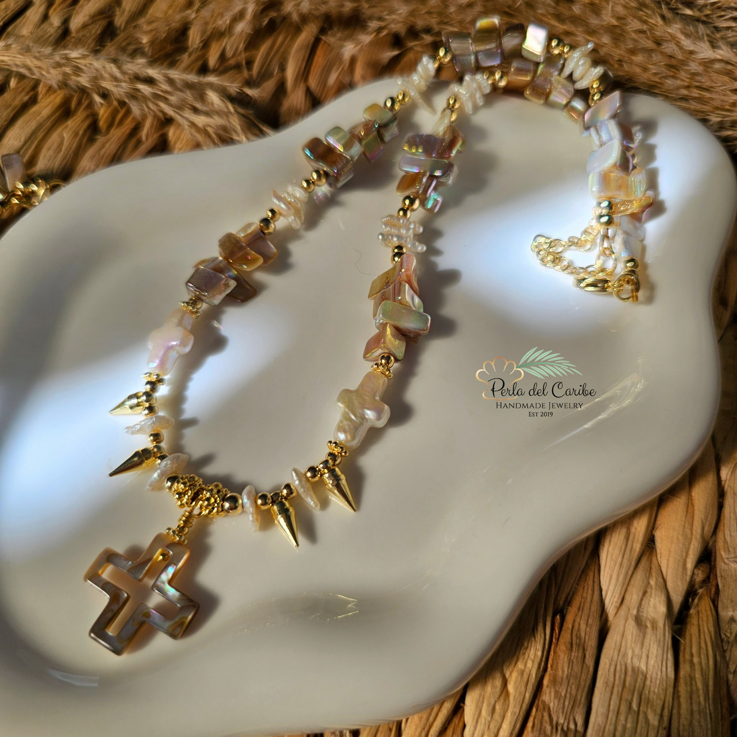 Abalone Shell Cross Necklace