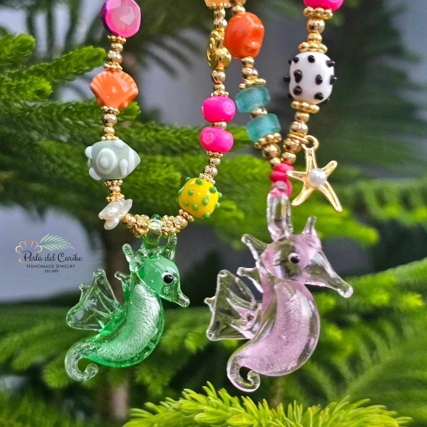 Pink Seahorse Cord Necklace