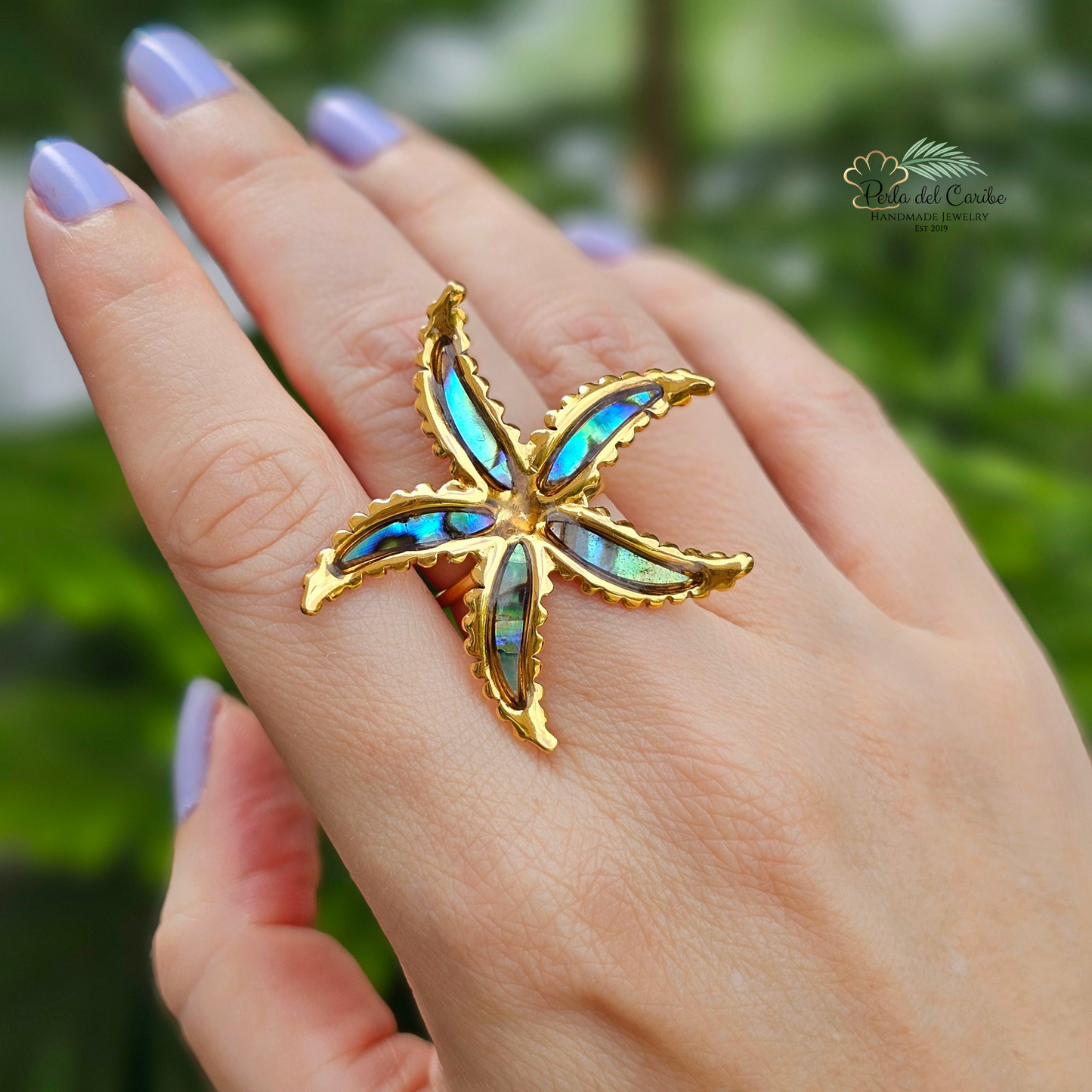Abalone Shell Starfish Ring