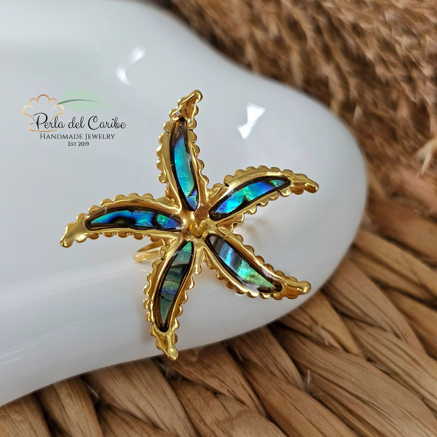 Abalone Shell Starfish Ring