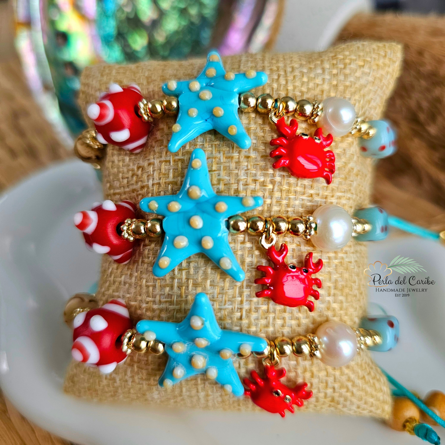 Blue Starfish & Crab Bracelet