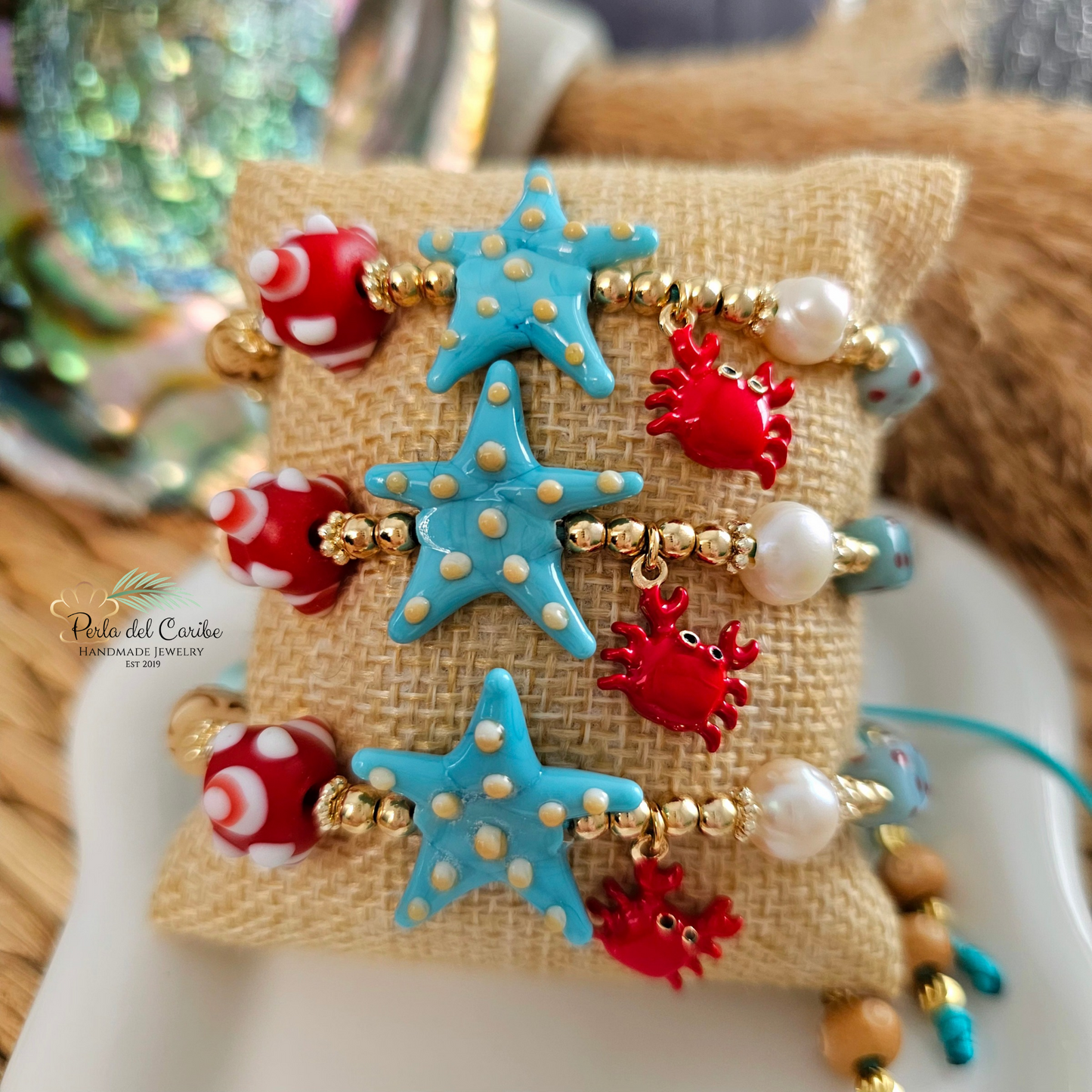 Blue Starfish & Crab Bracelet