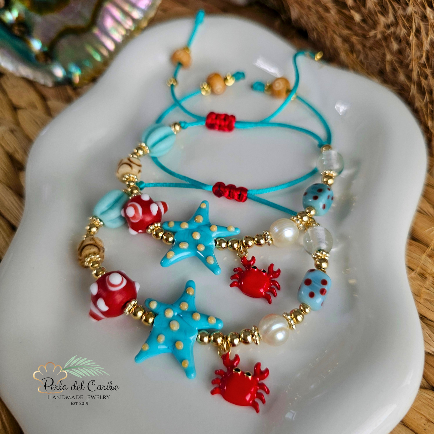 Blue Starfish & Crab Bracelet