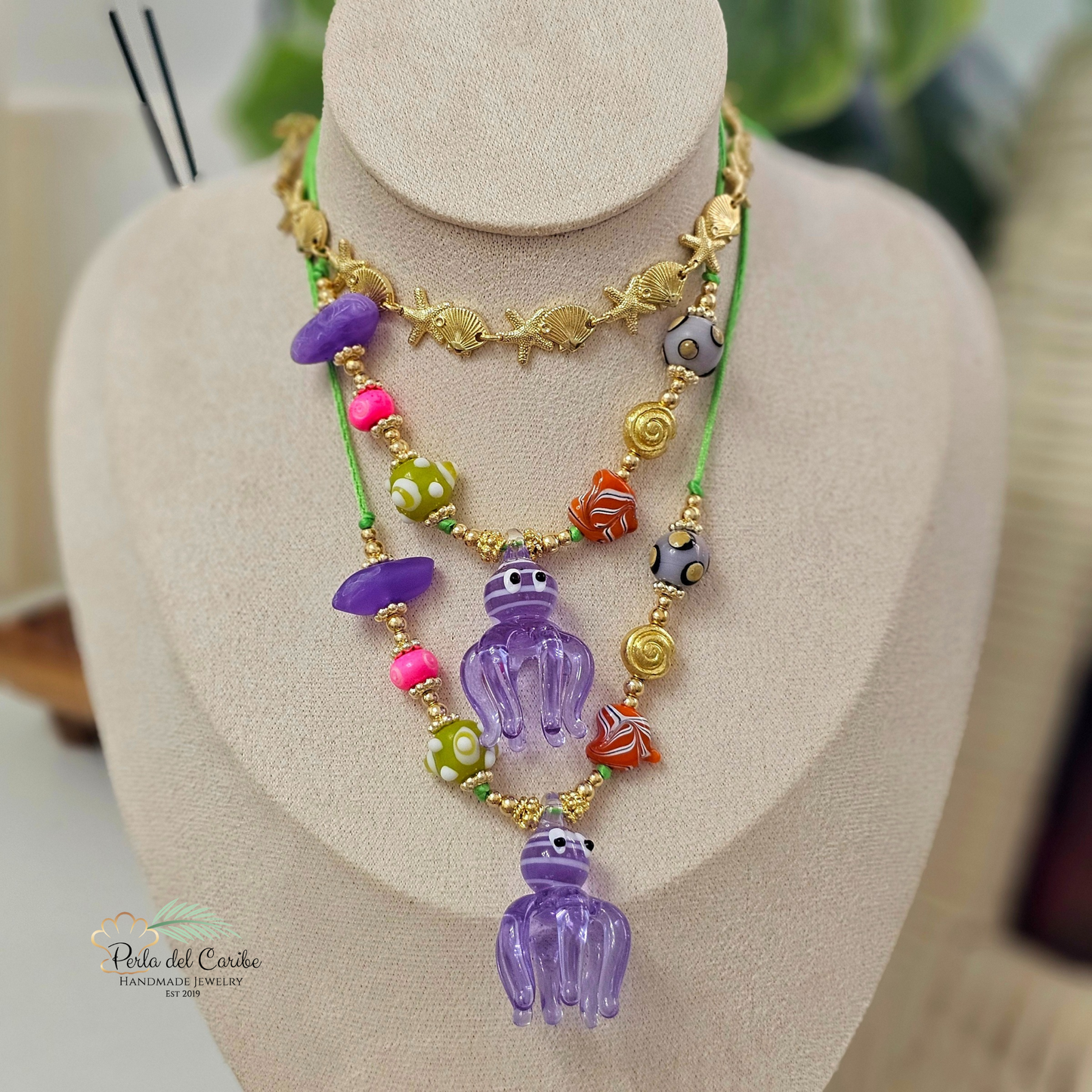 Lavender Octopus Cord Necklace