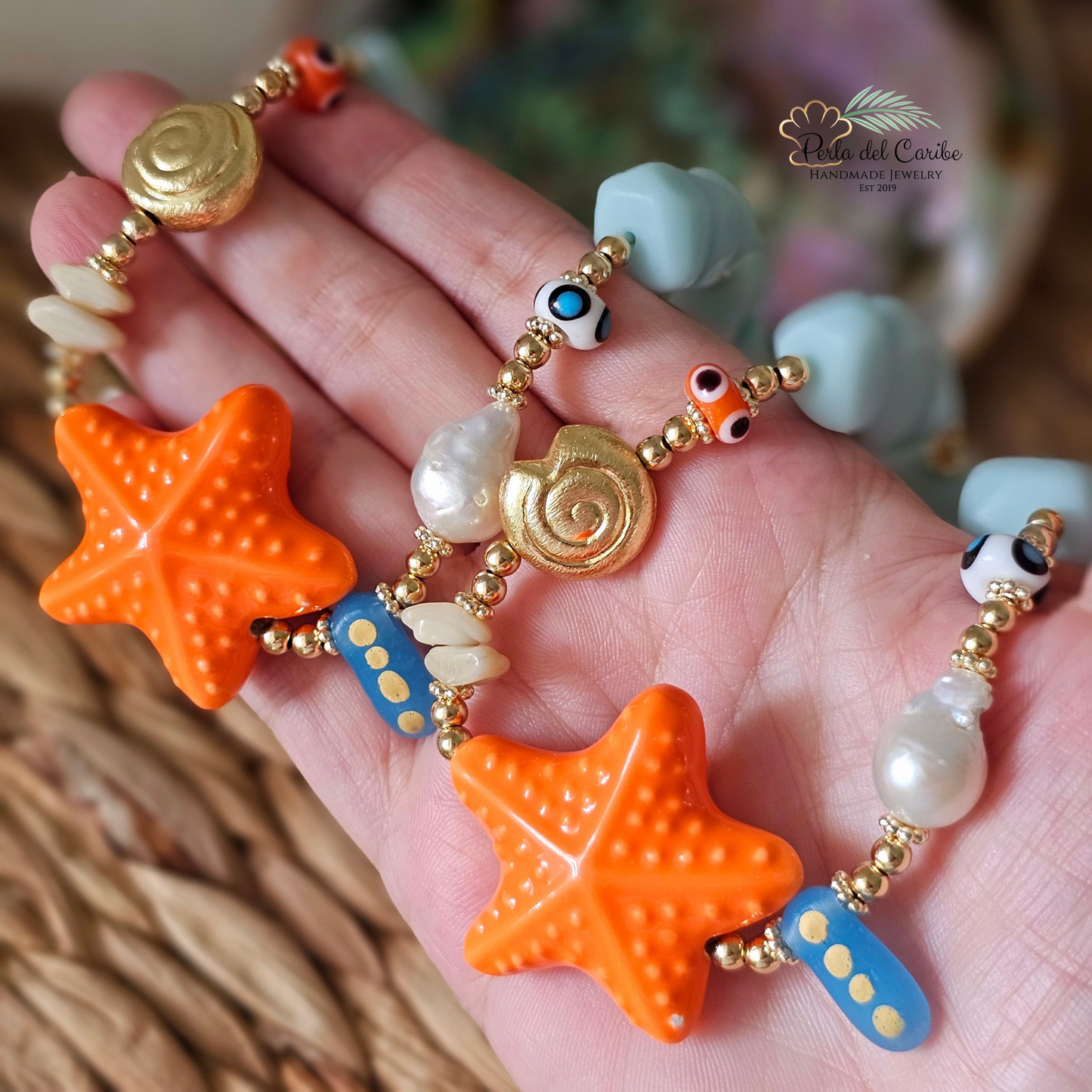 Chunky Starfish Choker (Orange)