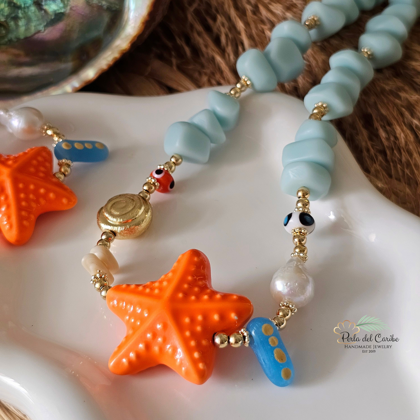 Chunky Starfish Choker (Orange)