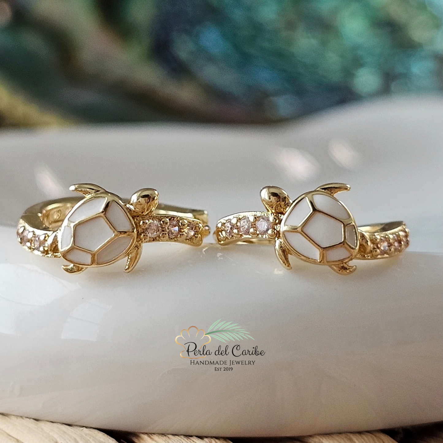 Enamel Turtle Earrings