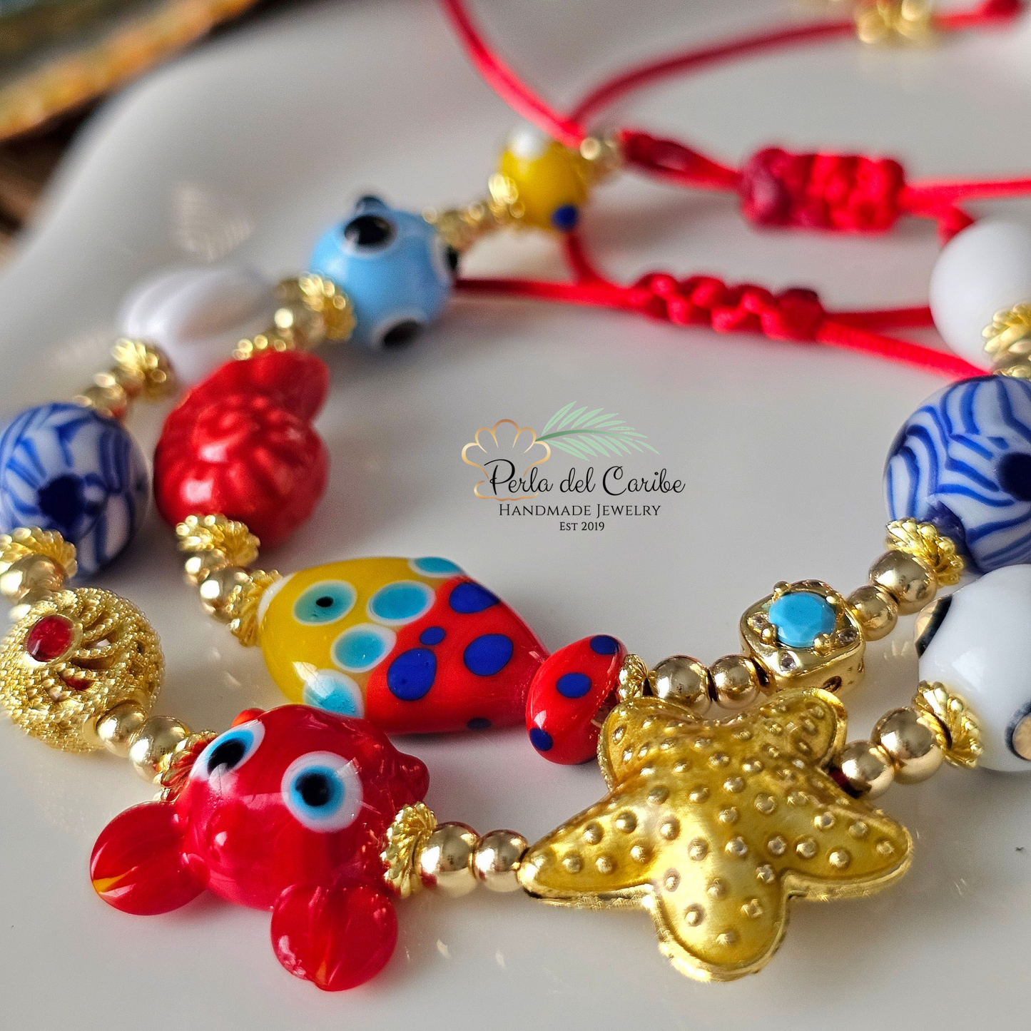 Red Crab/ Dotted Fish Bracelet