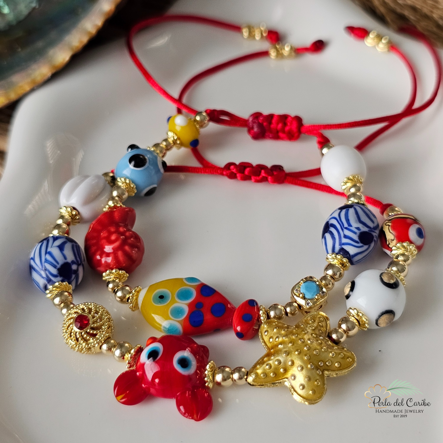Red Crab/ Dotted Fish Bracelet