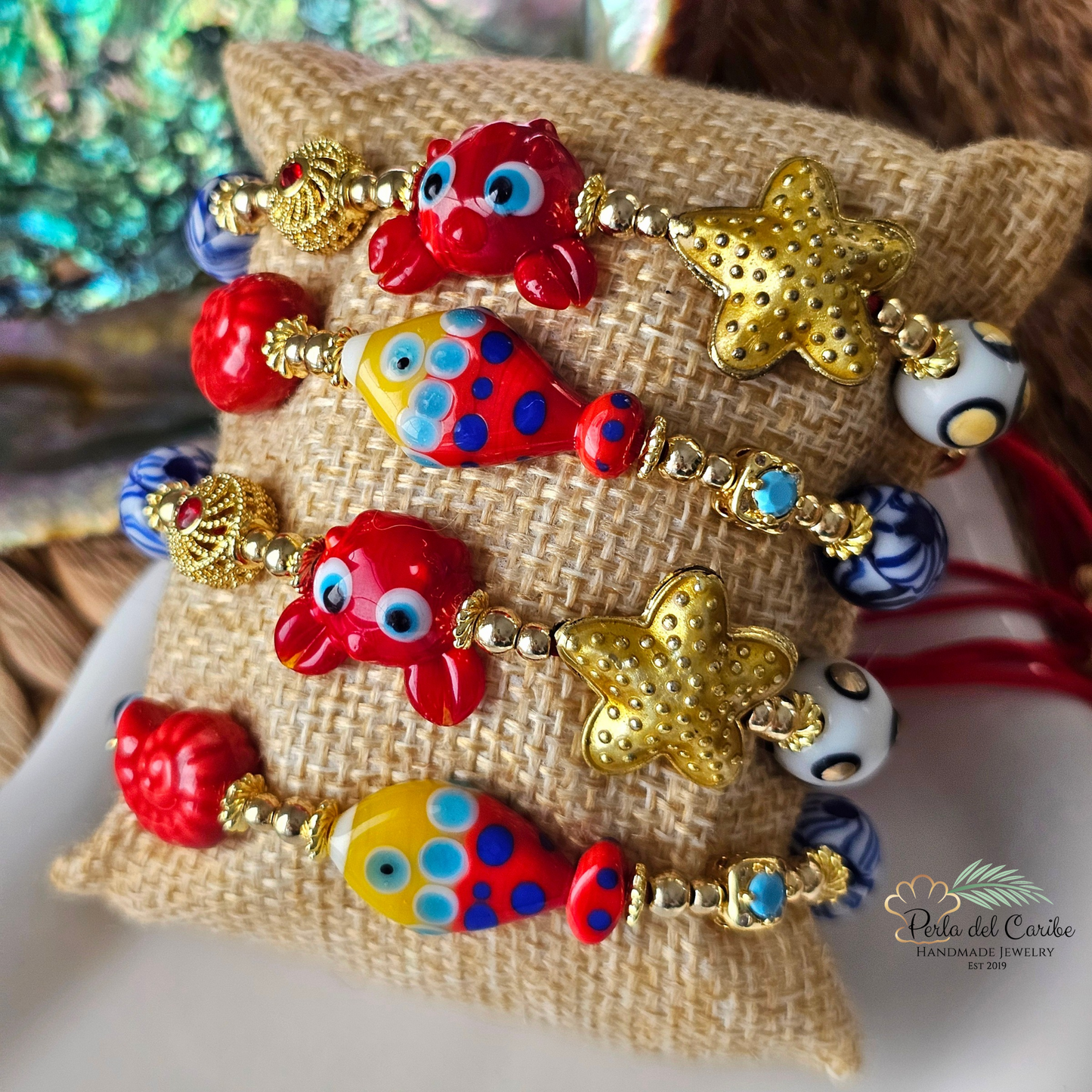 Red Crab/ Dotted Fish Bracelet