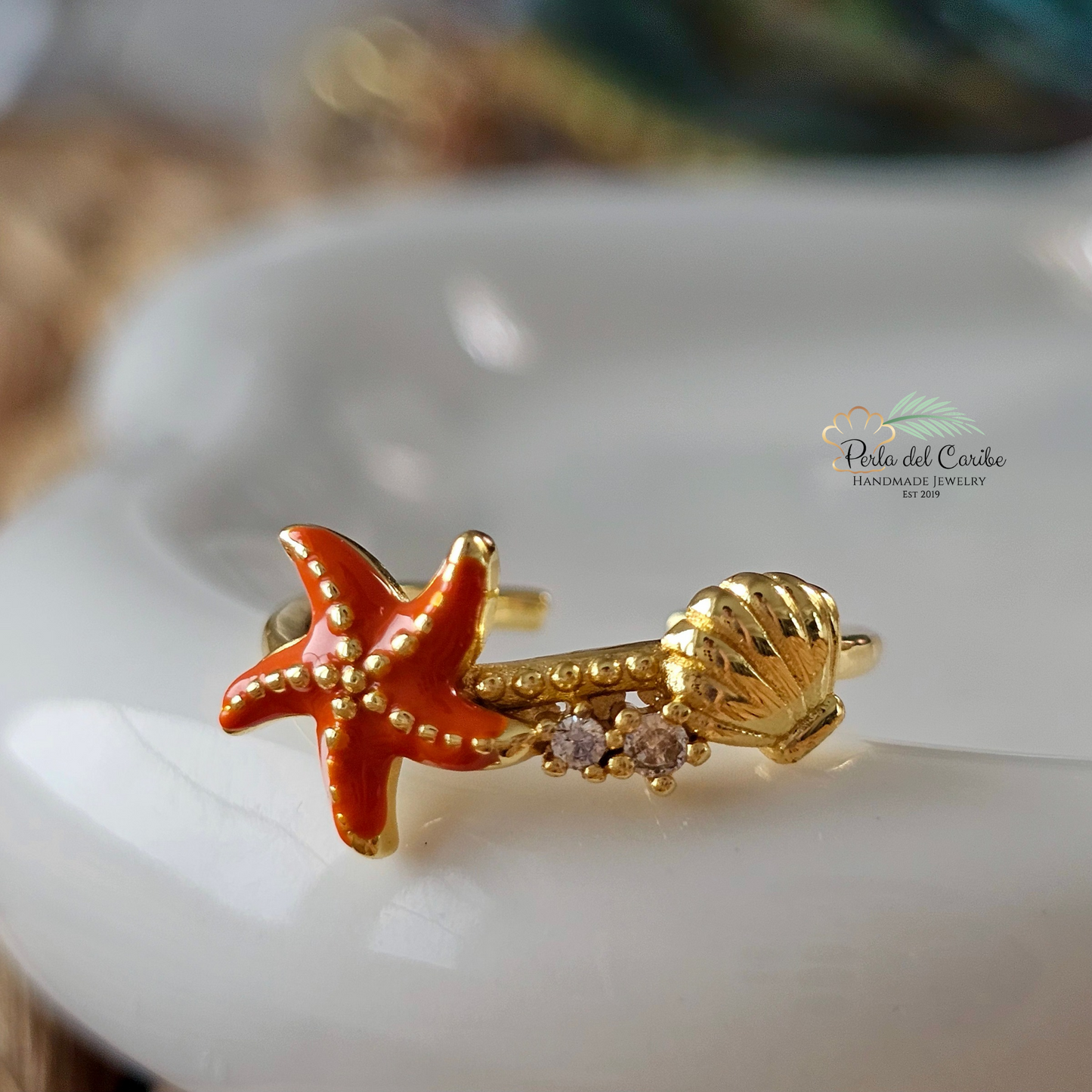 Starfish & Shell Ring