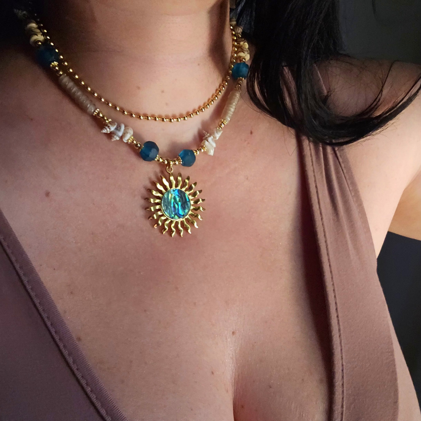 Abalone Shell Sun Necklace