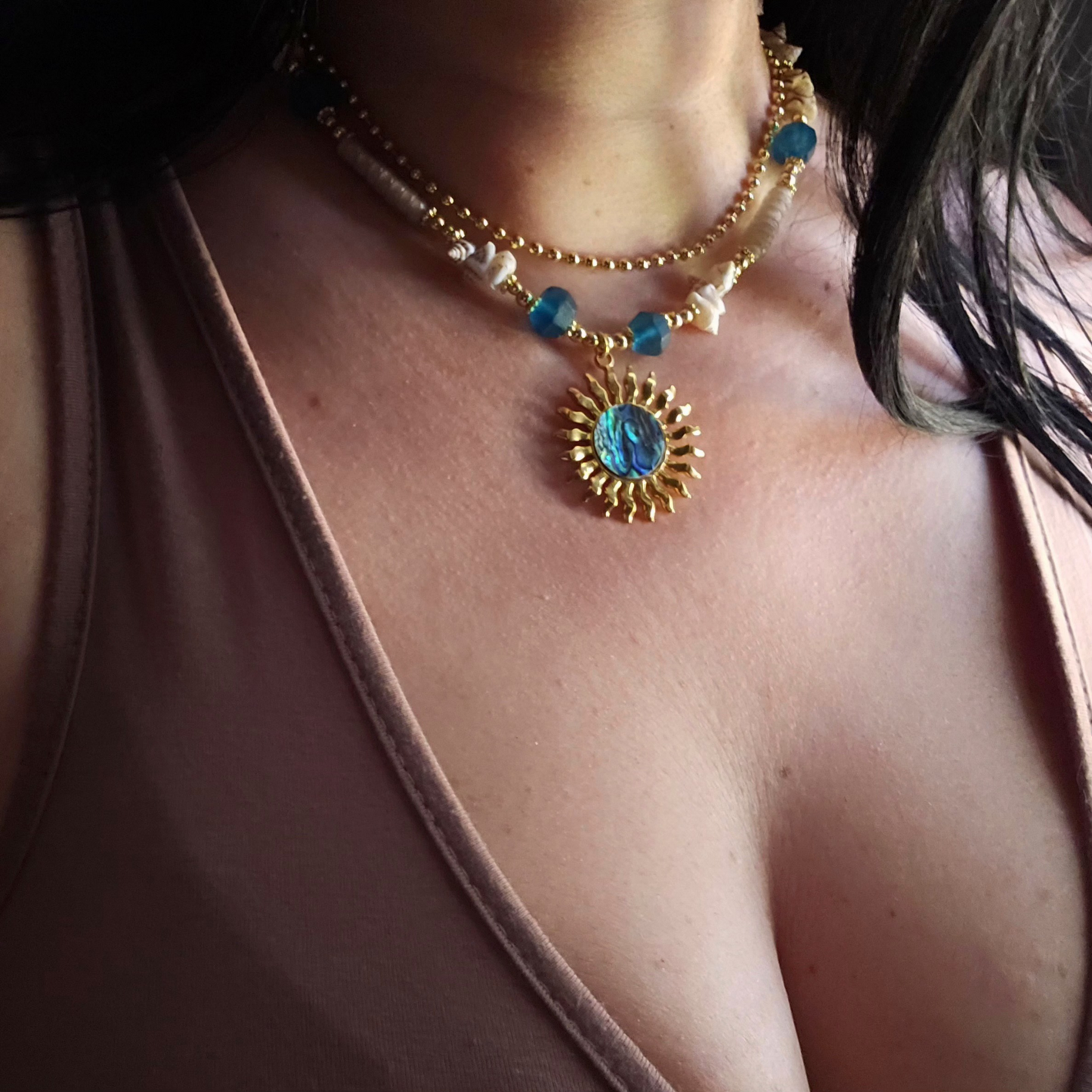 Abalone Shell Sun Necklace