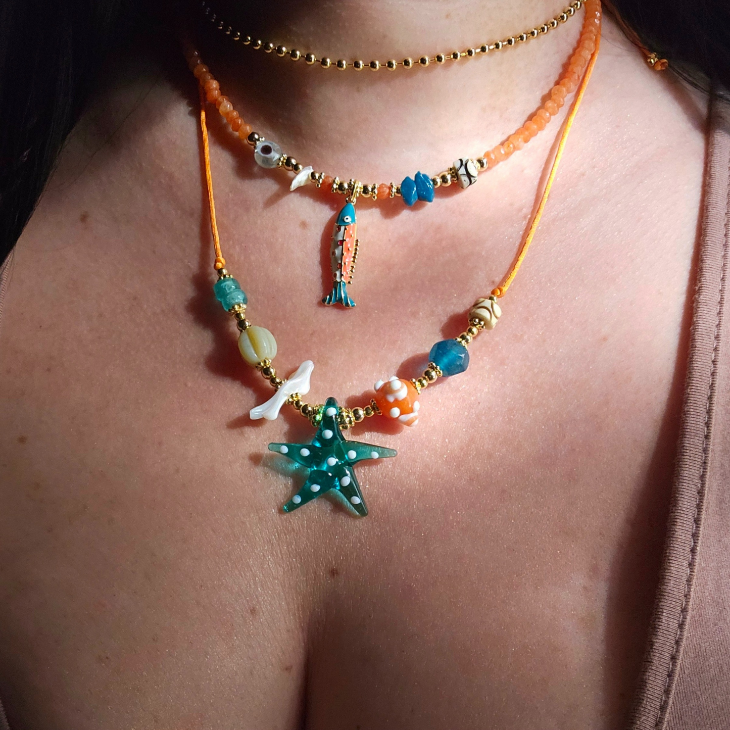 Aquamarine Starfish Necklace