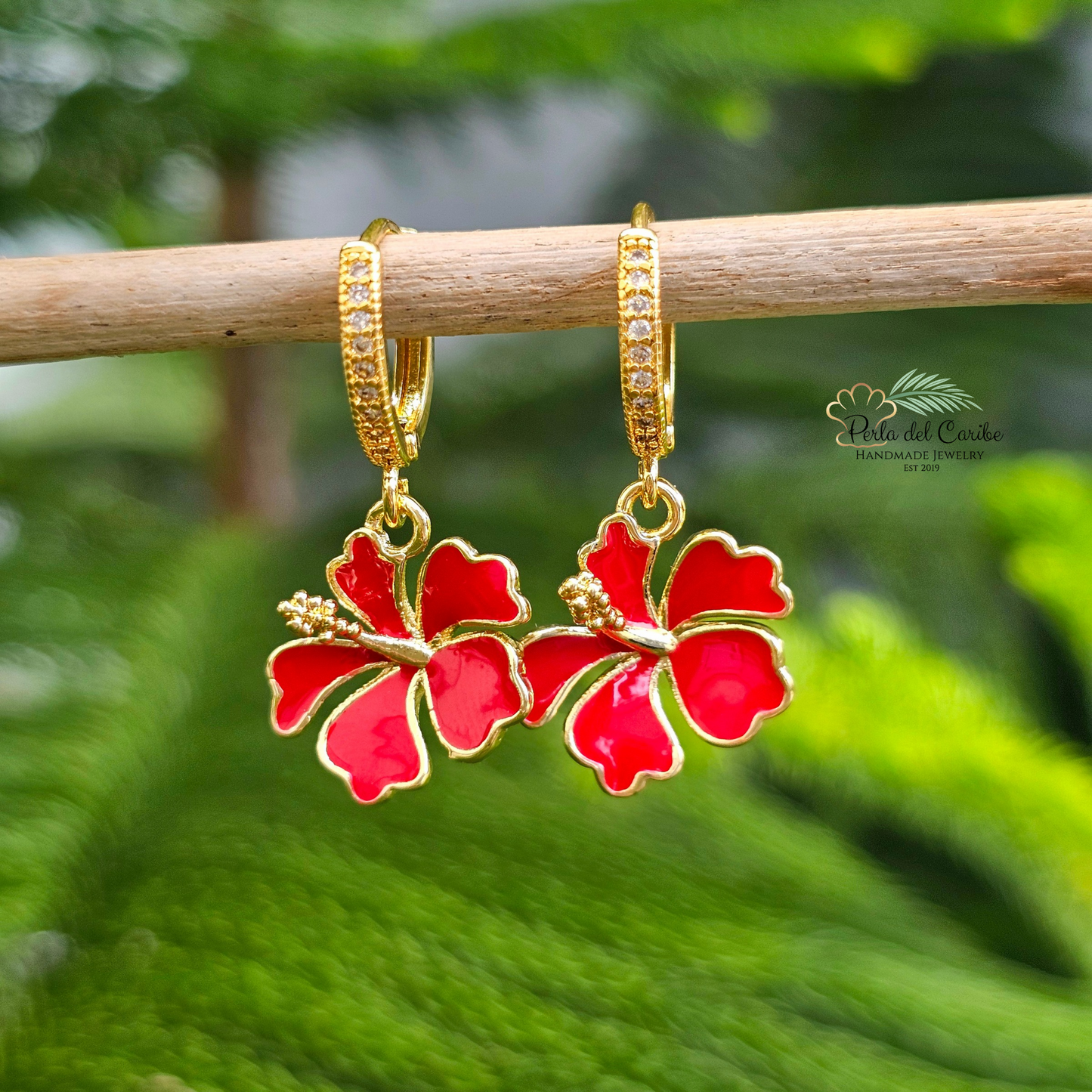 Mini Red Hibiscus Huggies