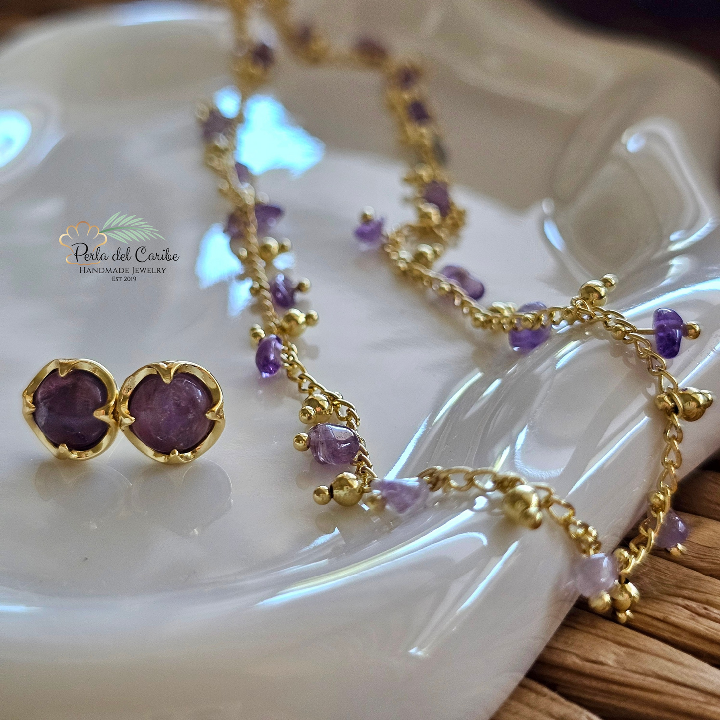 Amethyst Choker/ Studs