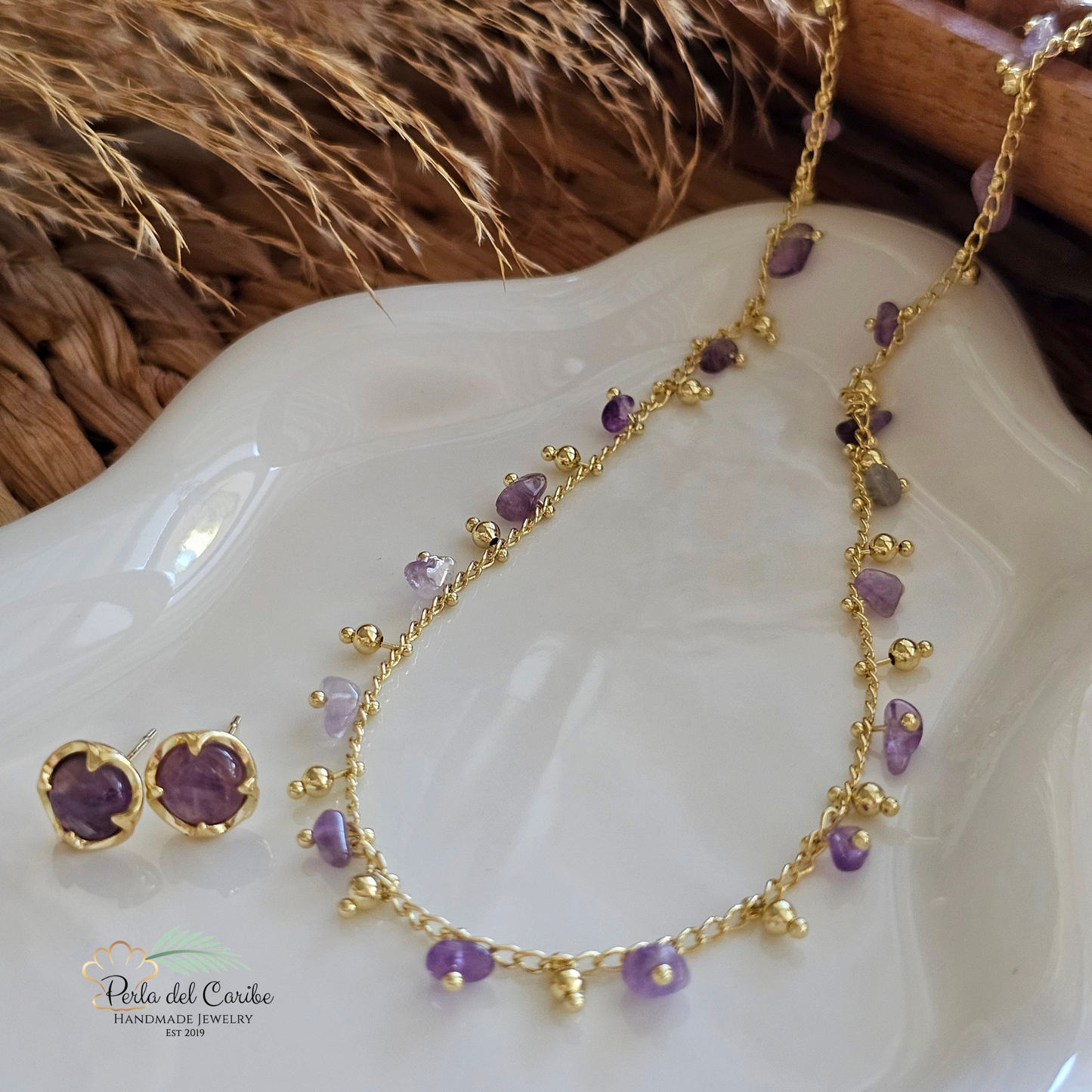 Amethyst Choker/ Studs