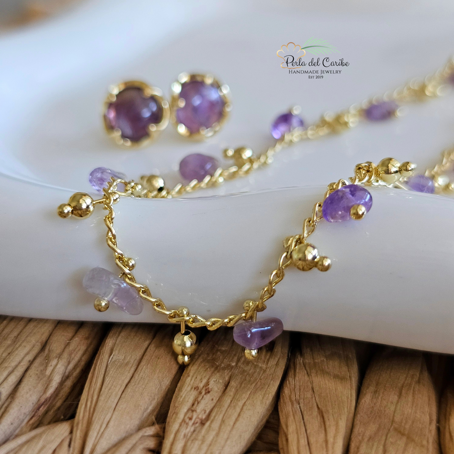 Amethyst Choker/ Studs