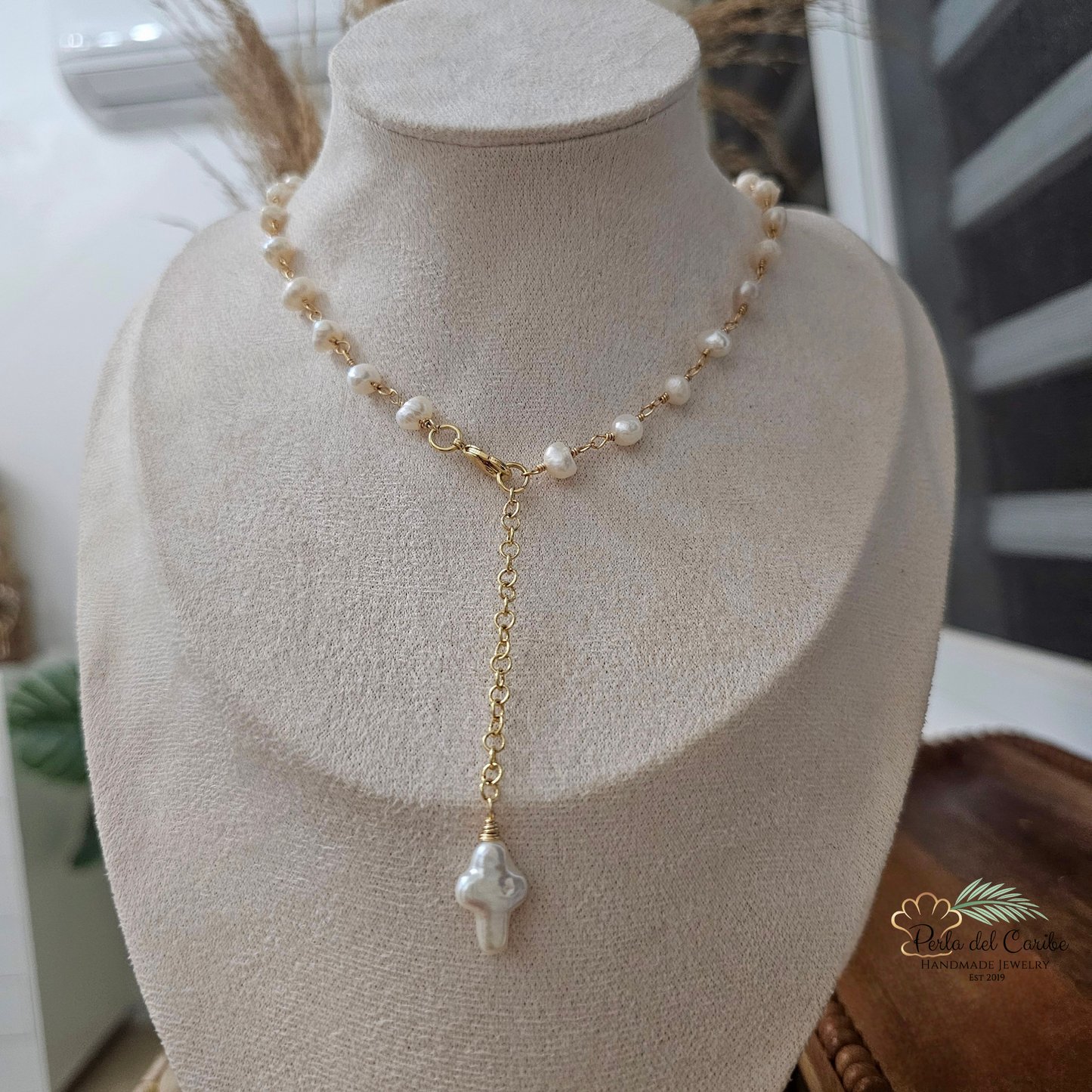 Pearl Cross Choker