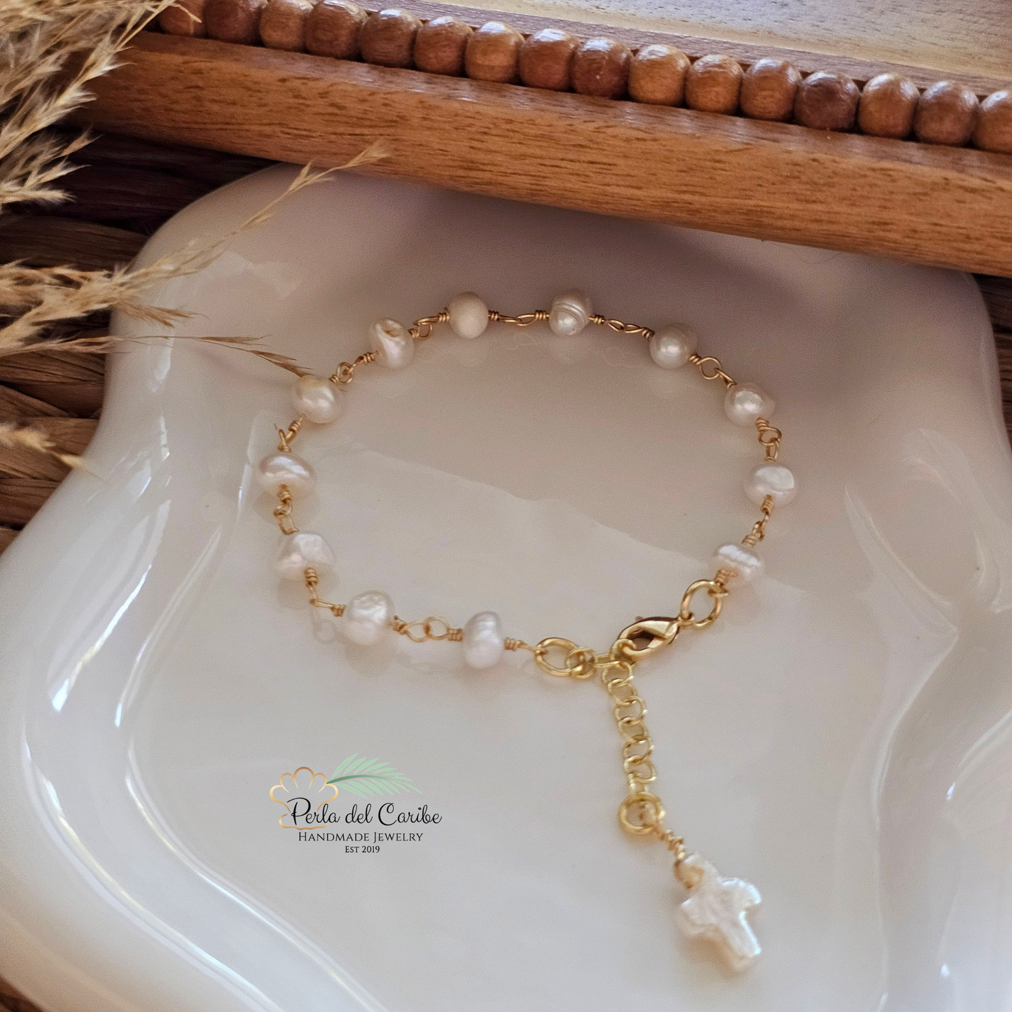 Pearl Cross Bracelet