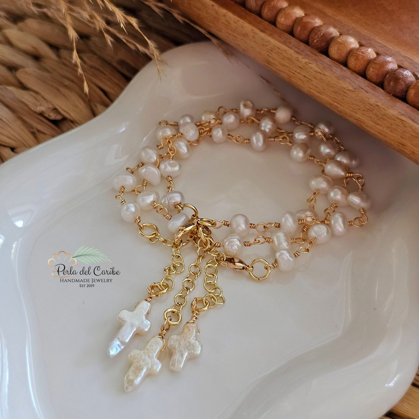 Pearl Cross Bracelet