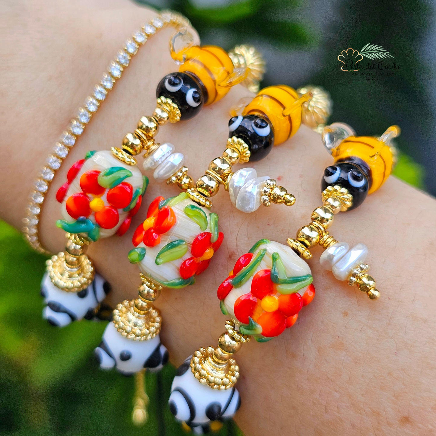 Bee Adjustable Murano Bracelet