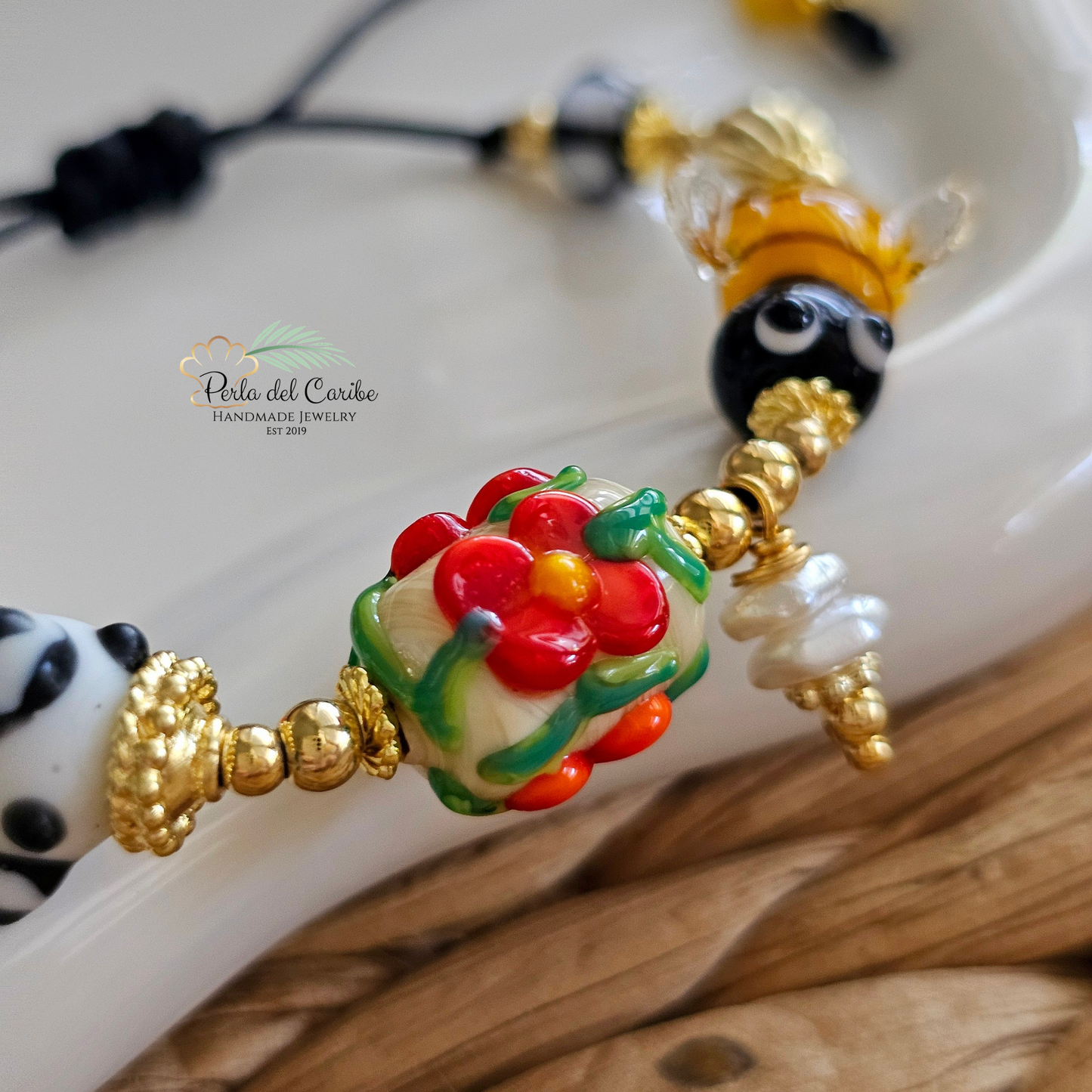 Bee Adjustable Murano Bracelet