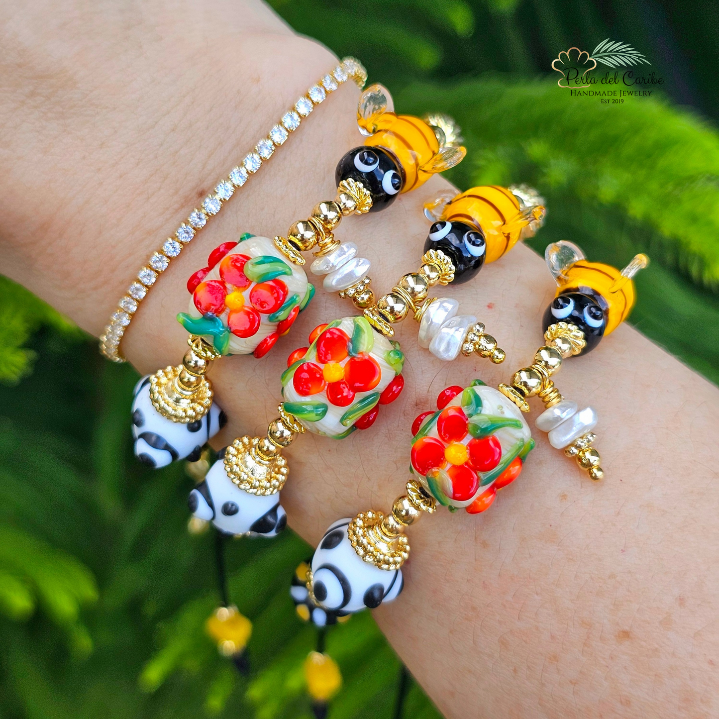 Bee Adjustable Murano Bracelet