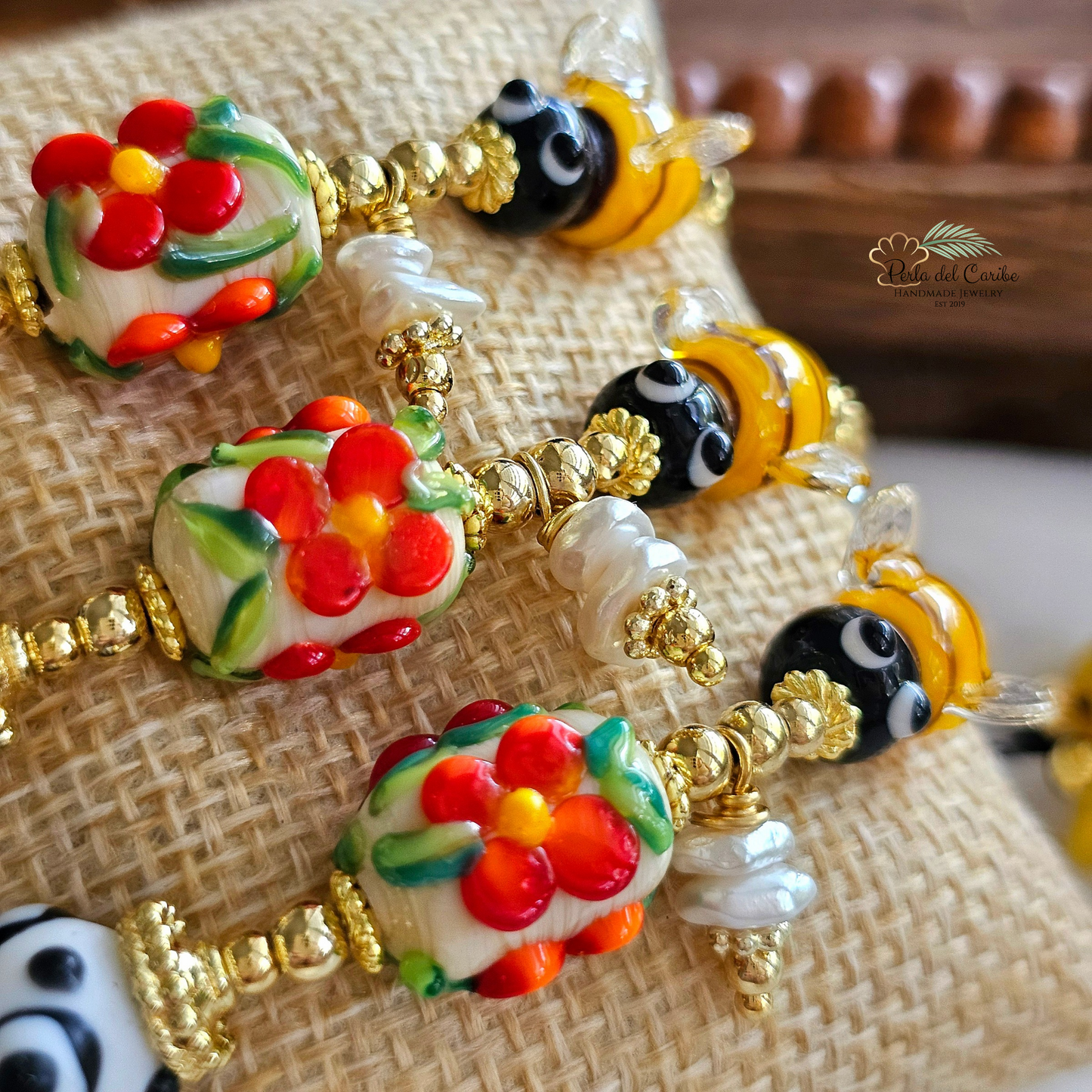 Bee Adjustable Murano Bracelet