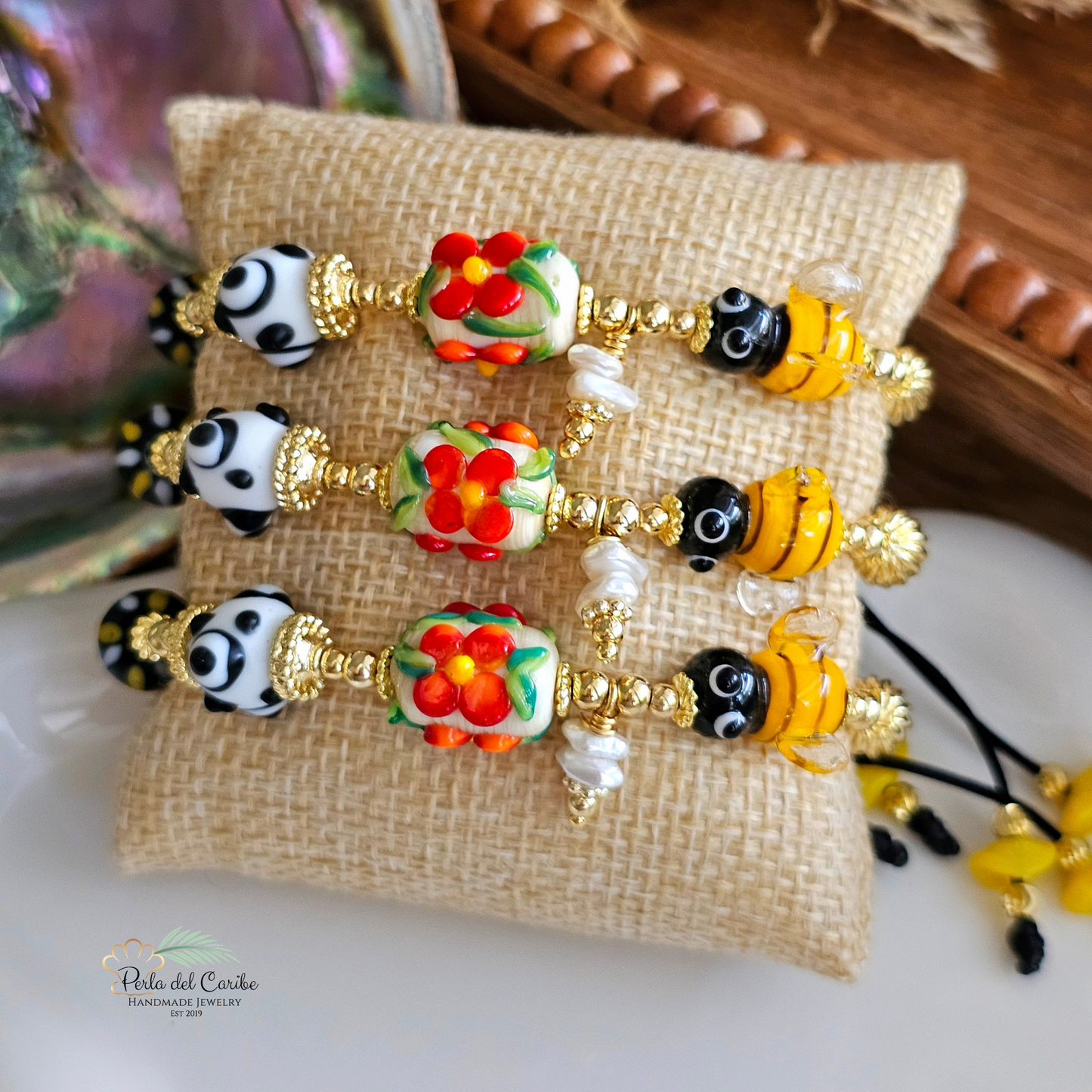 Bee Adjustable Murano Bracelet