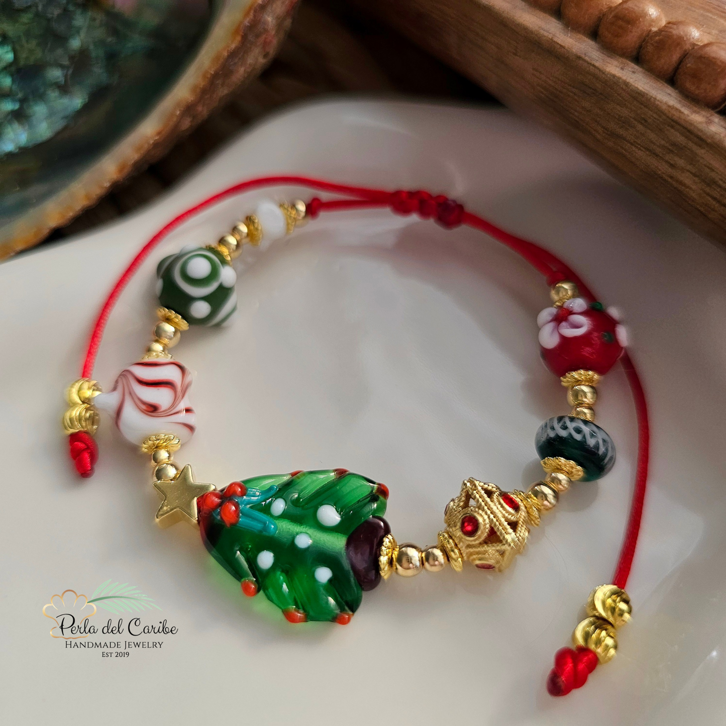 Christmas Tree Murano Bracelet