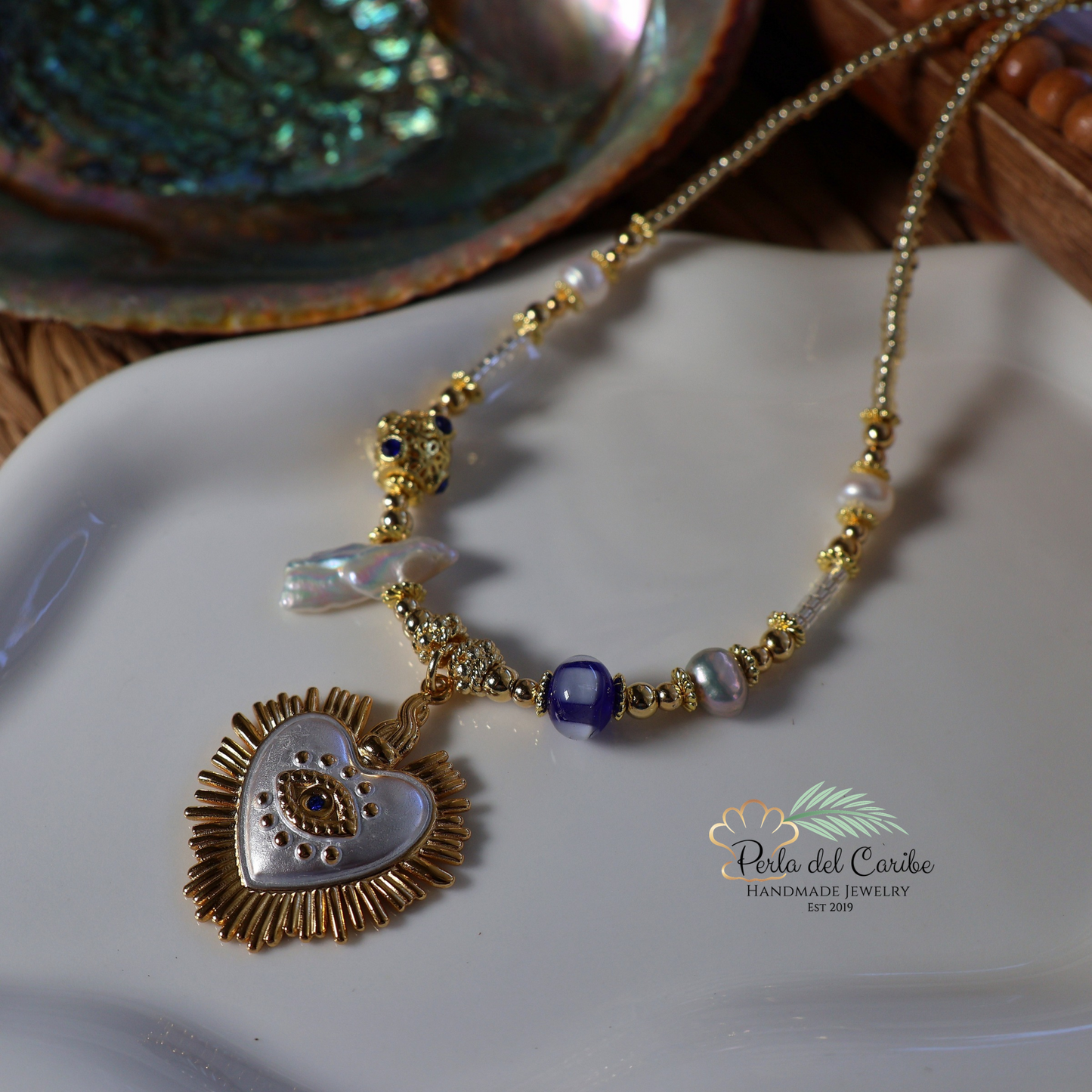 Two-tone Sacred Heart Necklace