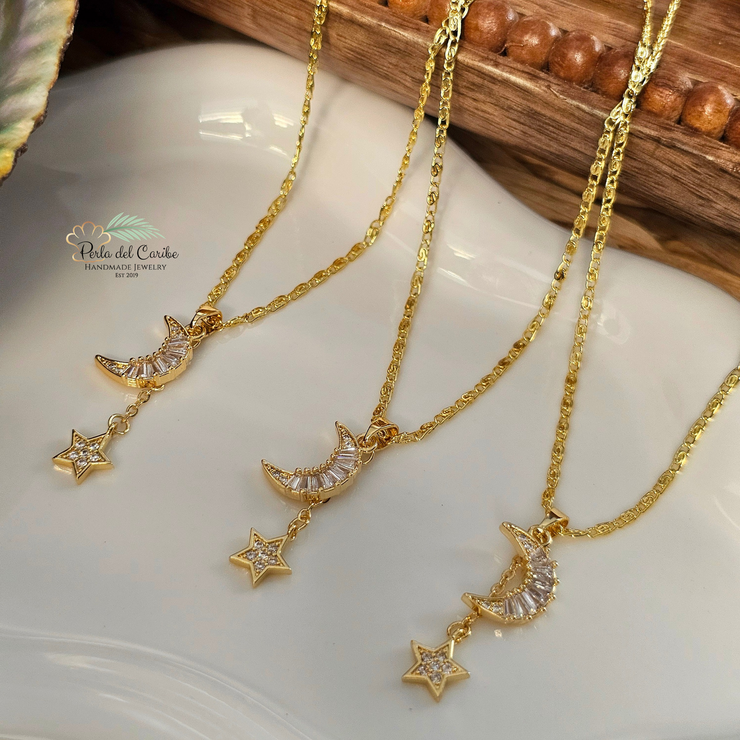 Moon & Star Zirconia Chain