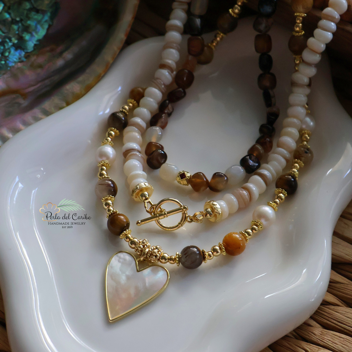 Madre Perla Heart Necklace
