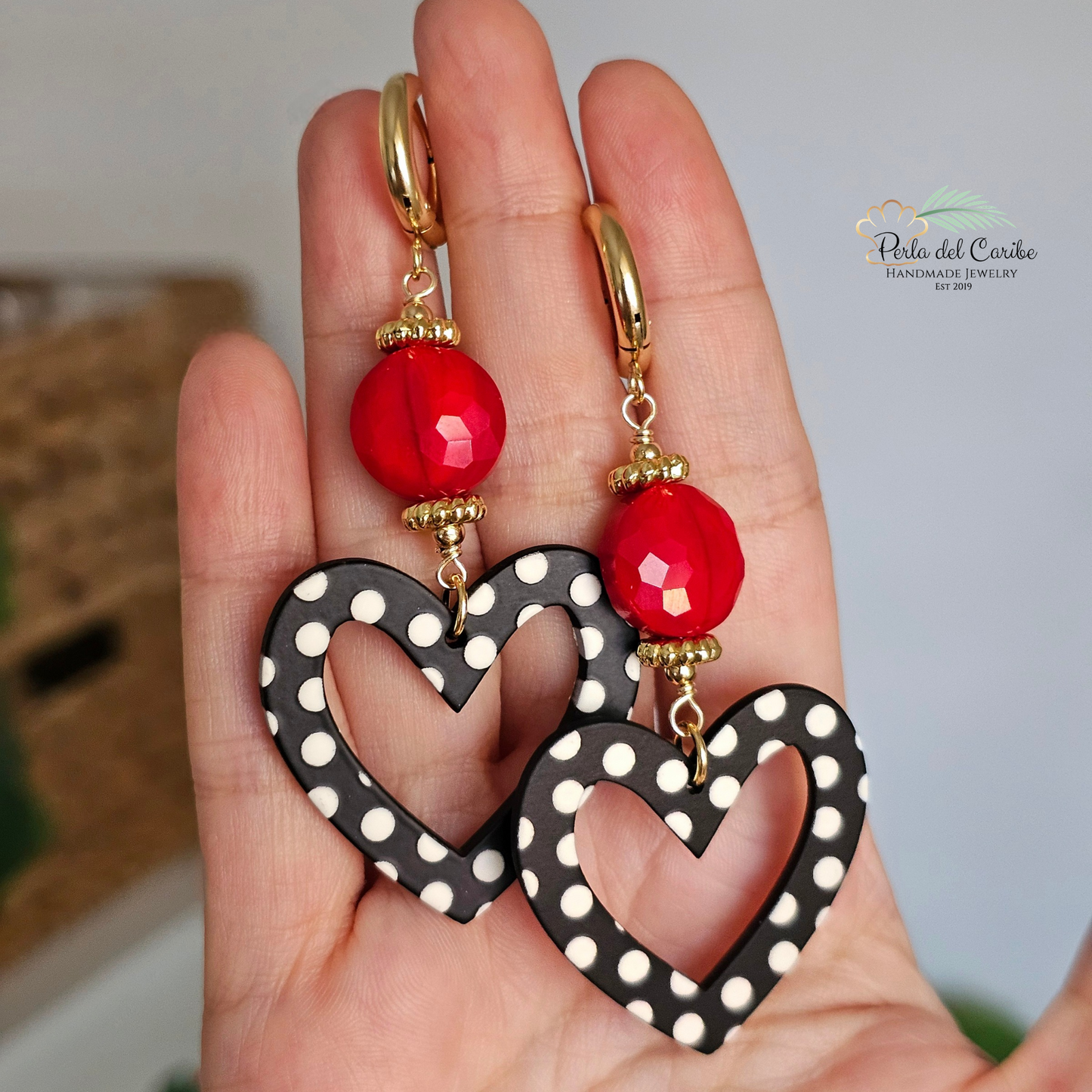 Polka Dots Heart Earrings