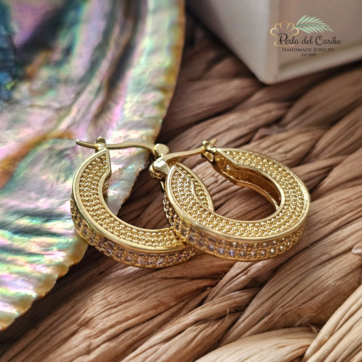 Zirconia Donut Hoop Earrings