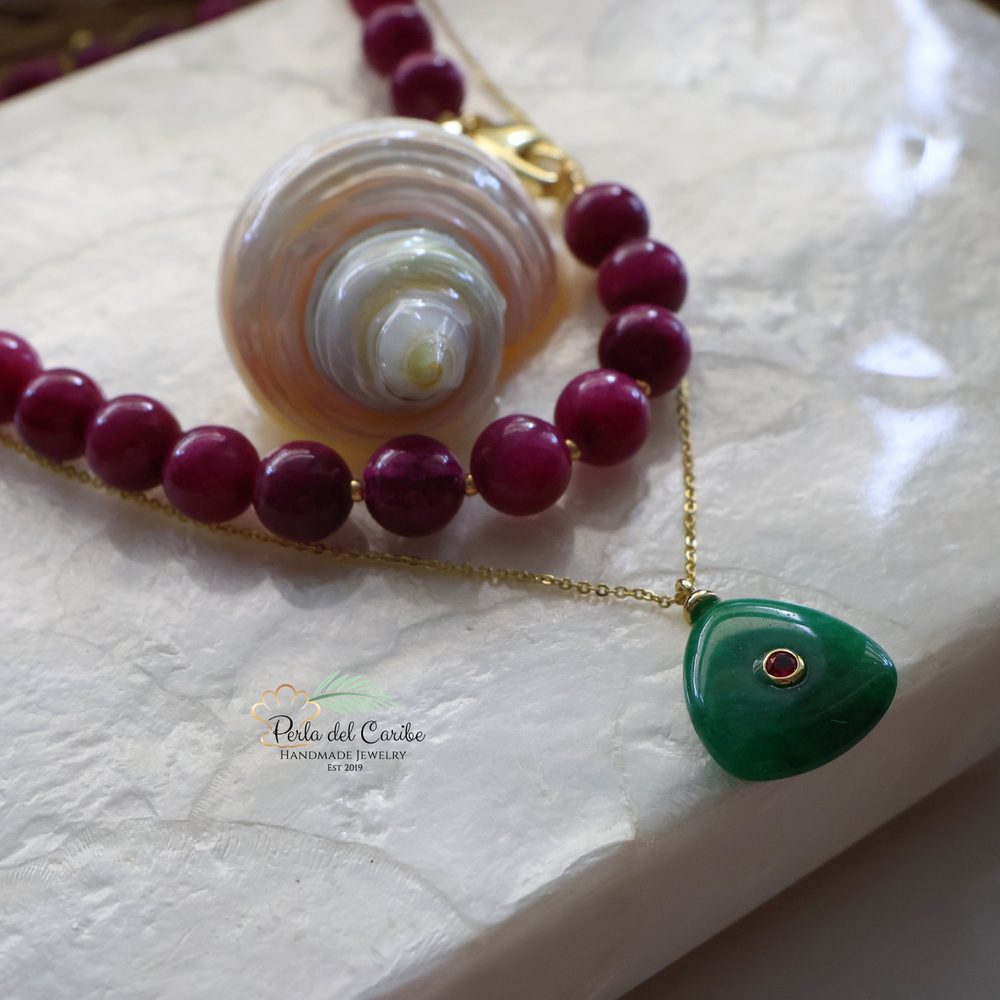 Purple Jade Beaded Necklace