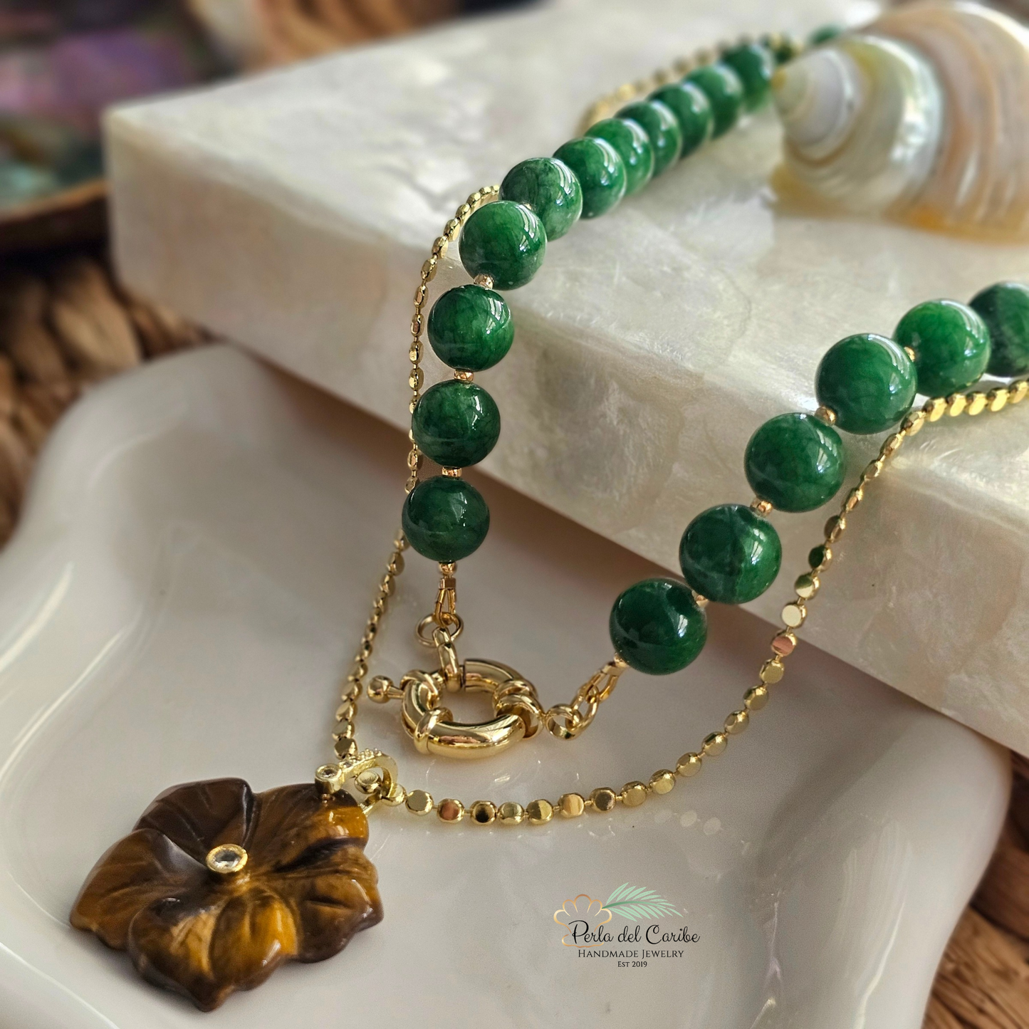 Green Jade Beaded Necklace