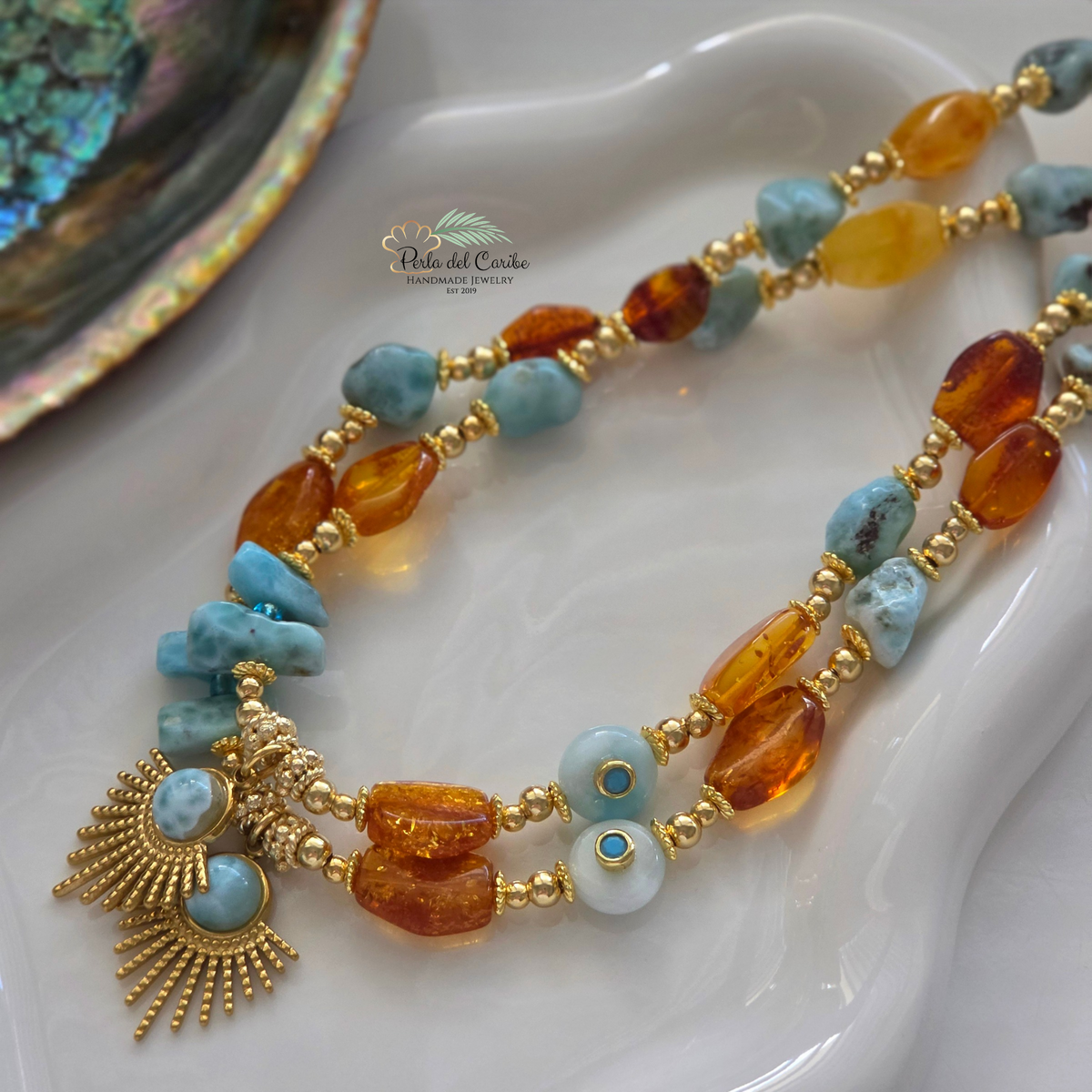 Larimar & Amber Necklace
